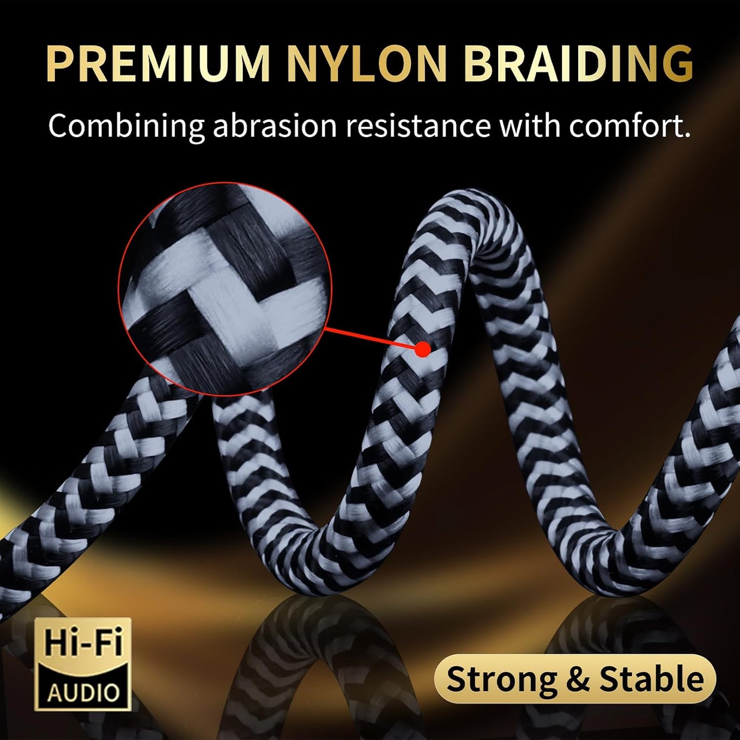3.5mm 5.90ft/1.8m 4N 24K Audiophile HiFi USB-C to Aux Cable - OFC Core, Gold-Plated Plug, Nylon Braided, Compatible