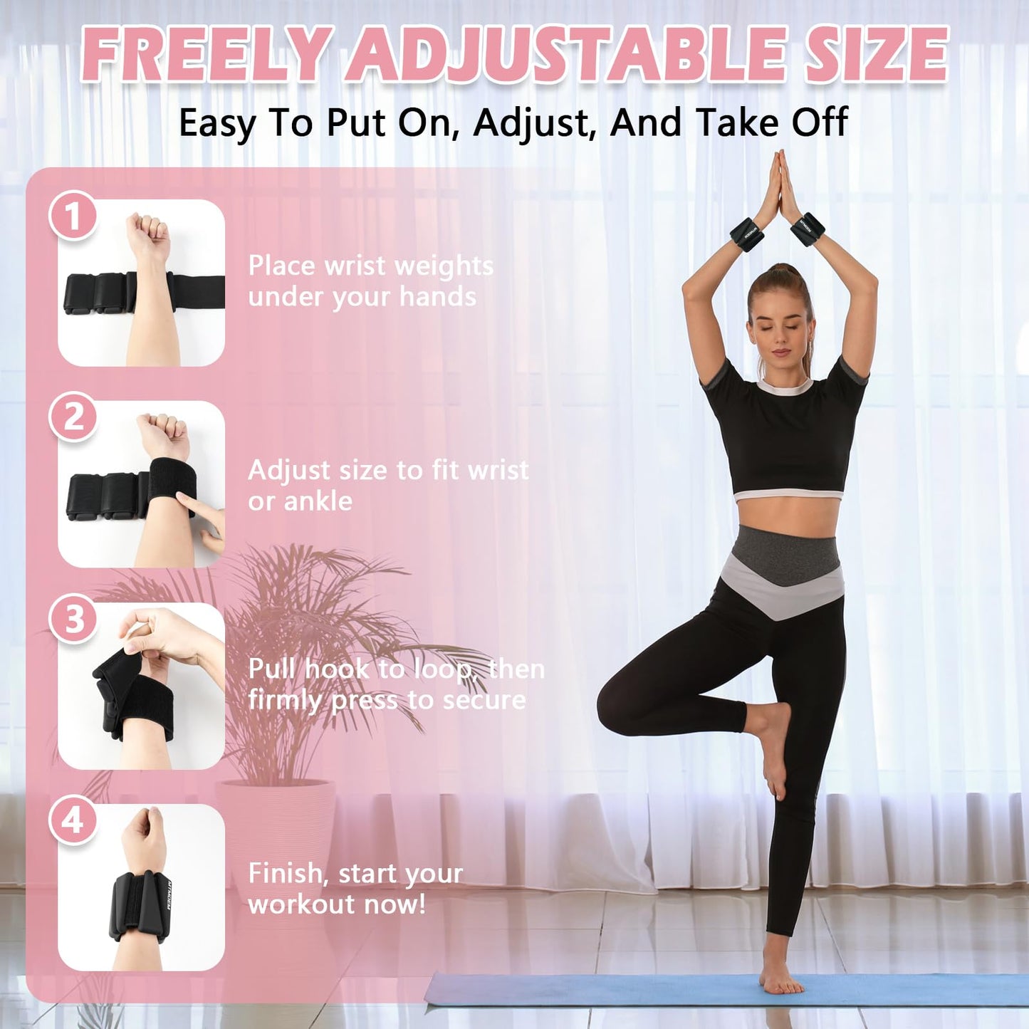 Ankle Weights for Women & Men, Adjustable Wrist & Ankle Weights 2 LB Each for Beginner & Pro, Soft Silicone Weighted Bangle for Walking, Pilates, Yoga, Running, Swimming, Arm & Leg Workouts (Set of 2)