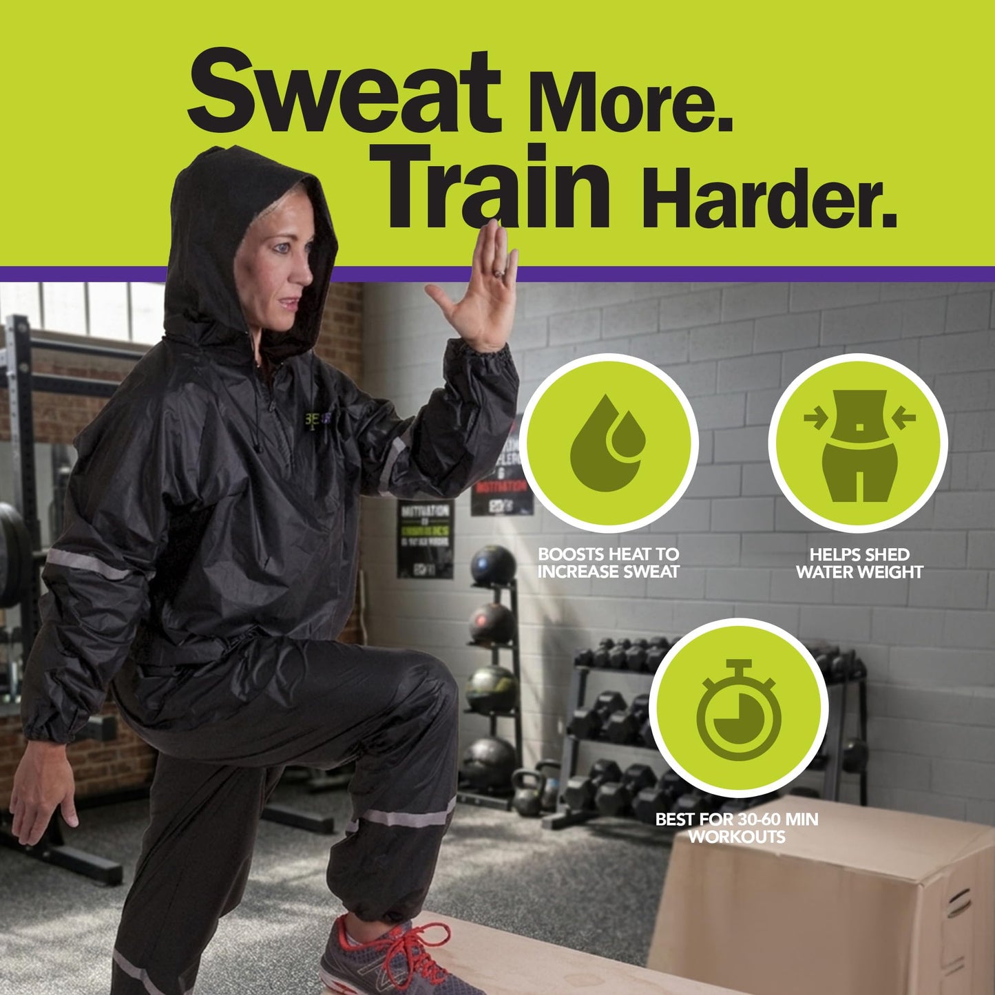 GoFit Unisex Thermal Sweat Suit - Hooded Suit For Training, Weight Loss, and Exercise