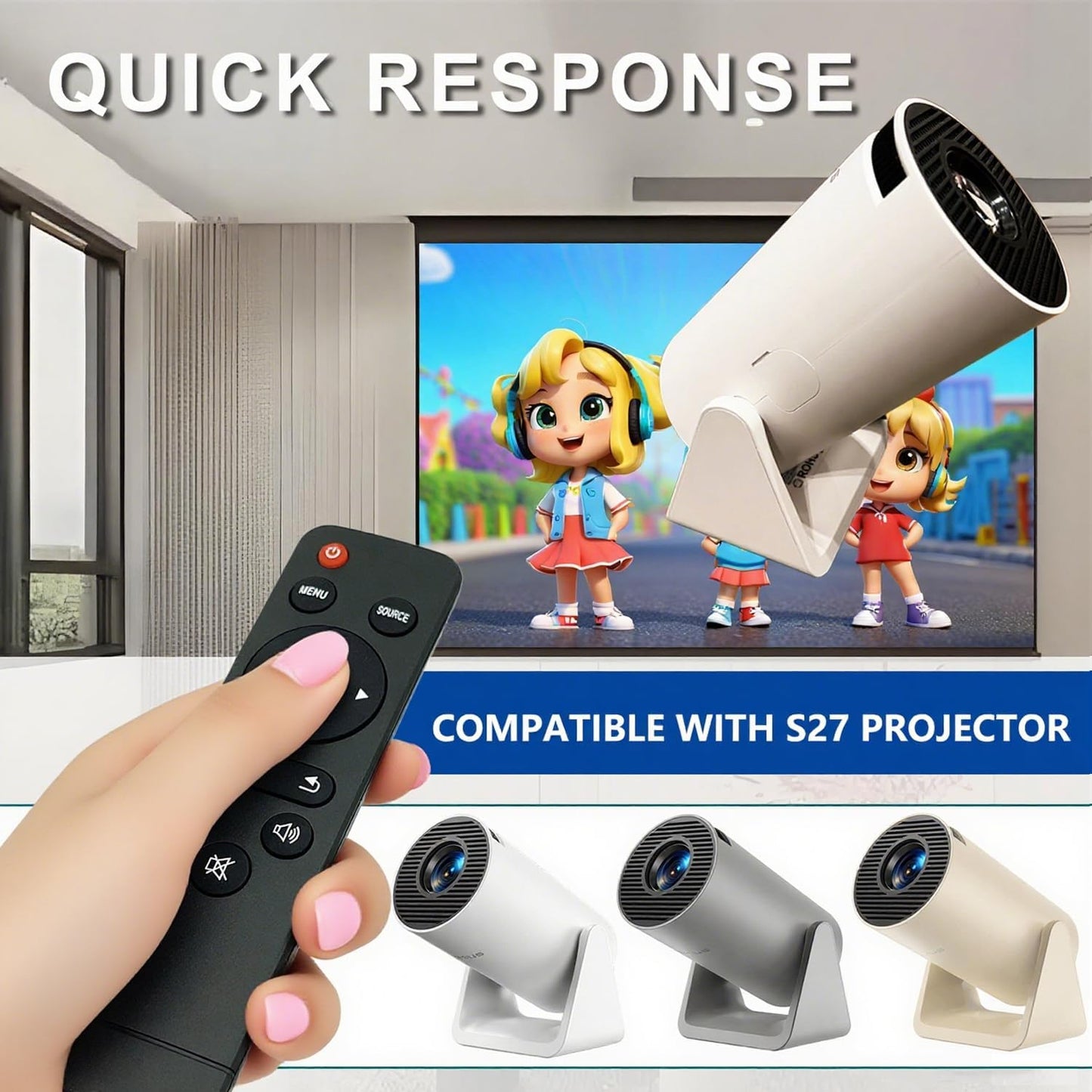 Molgoc S27 Replacement Remote for Mini Projector,Compatible with WiMiUS Projector.