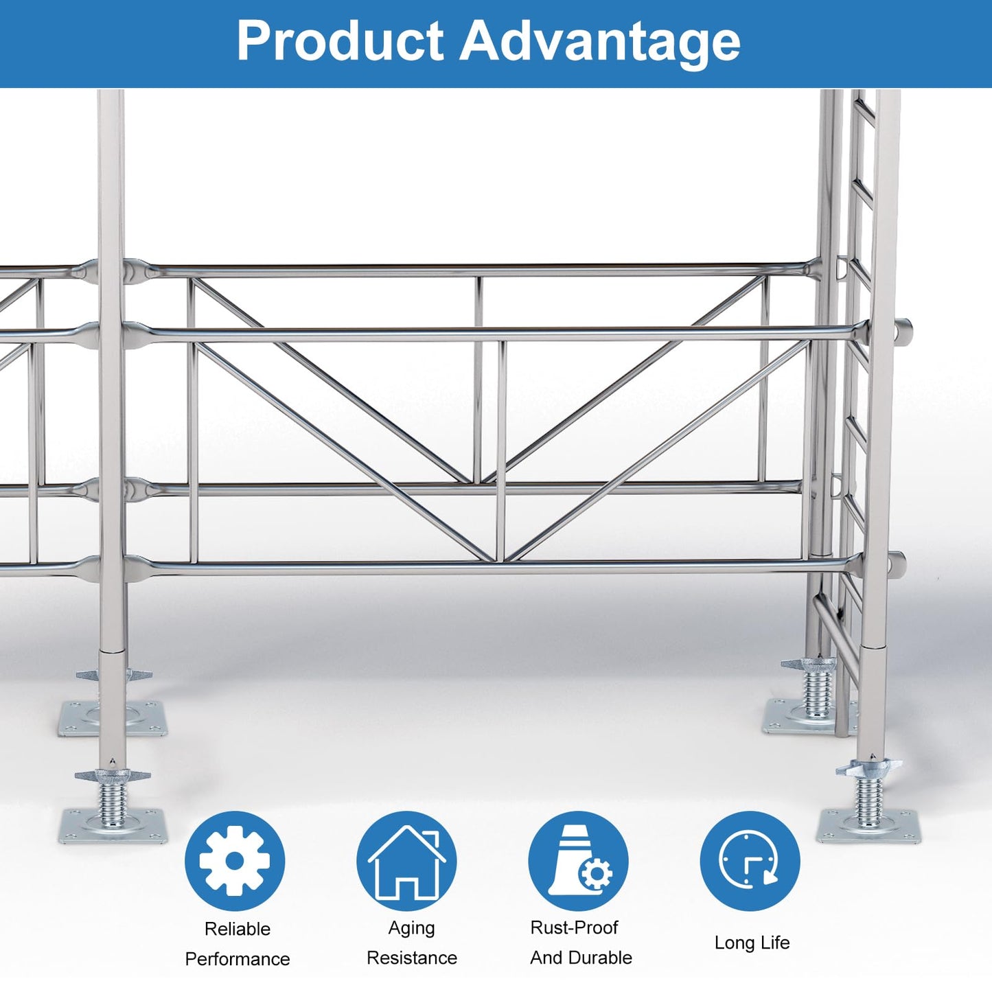 18" Scaffold Adjustable Leveling-Jack Parts - Yzzwer Galvanized Solid Threaded Rod Scaffolding Feet for Baker Style Scaffolding 4 Pack