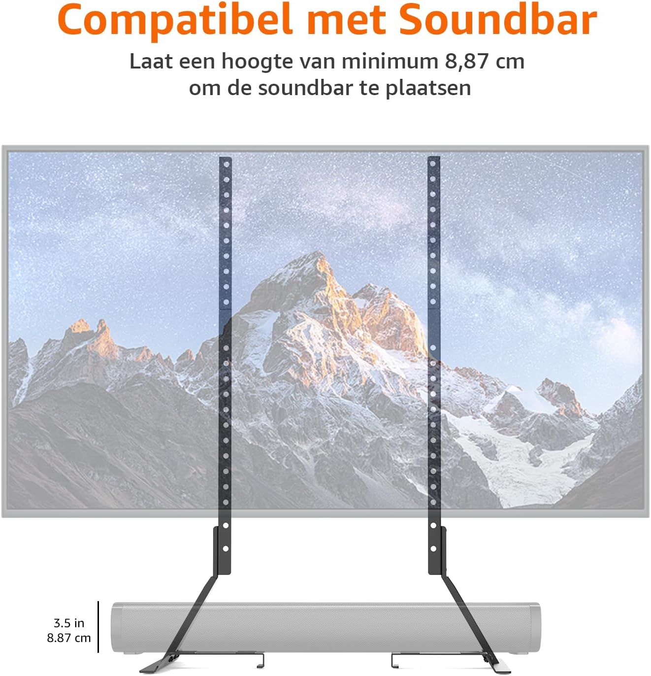 Amazon Basics 77 inch, 80 lbs, Universal TV Stand, Height Adjustable for TVs up to Compatible with Soundbars, Holds up