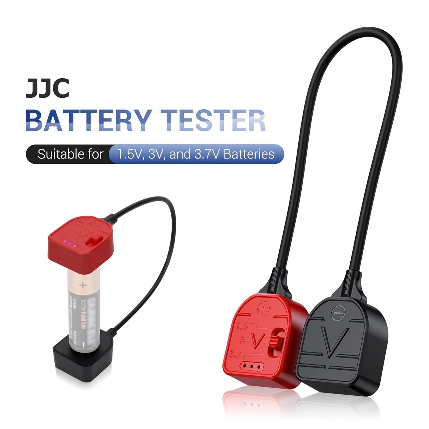 LR44 LR41 LR43 CR2032 CR2025 CR1632 CR2450 CR1616 18650 14500 16340 1.5V 3V 3.7V JJC Magnetic Battery Tester for AA AAA