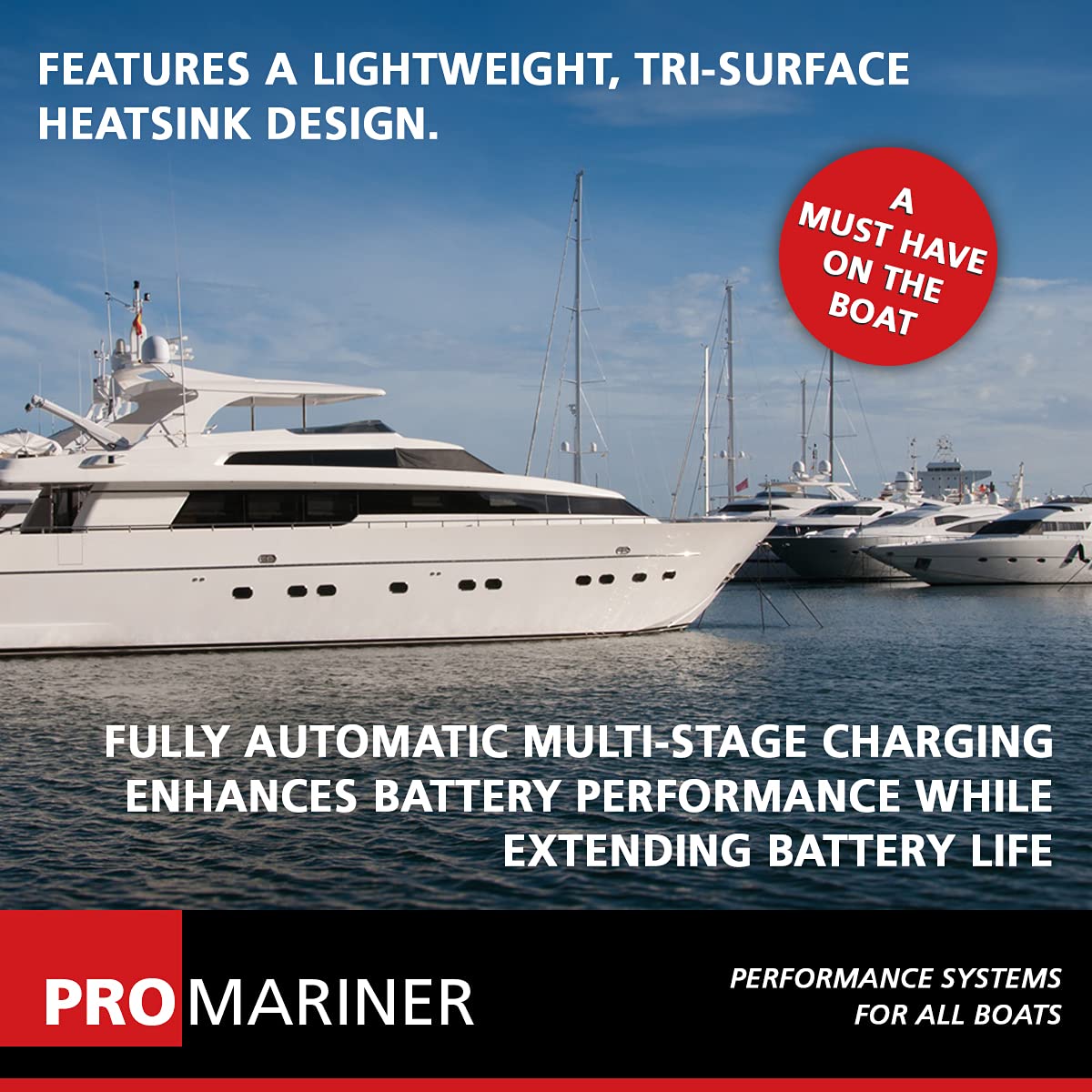 ProMariner 44021 ProSport HD Waterproof Marine Battery Charger, 20 Amp, 3 Bank