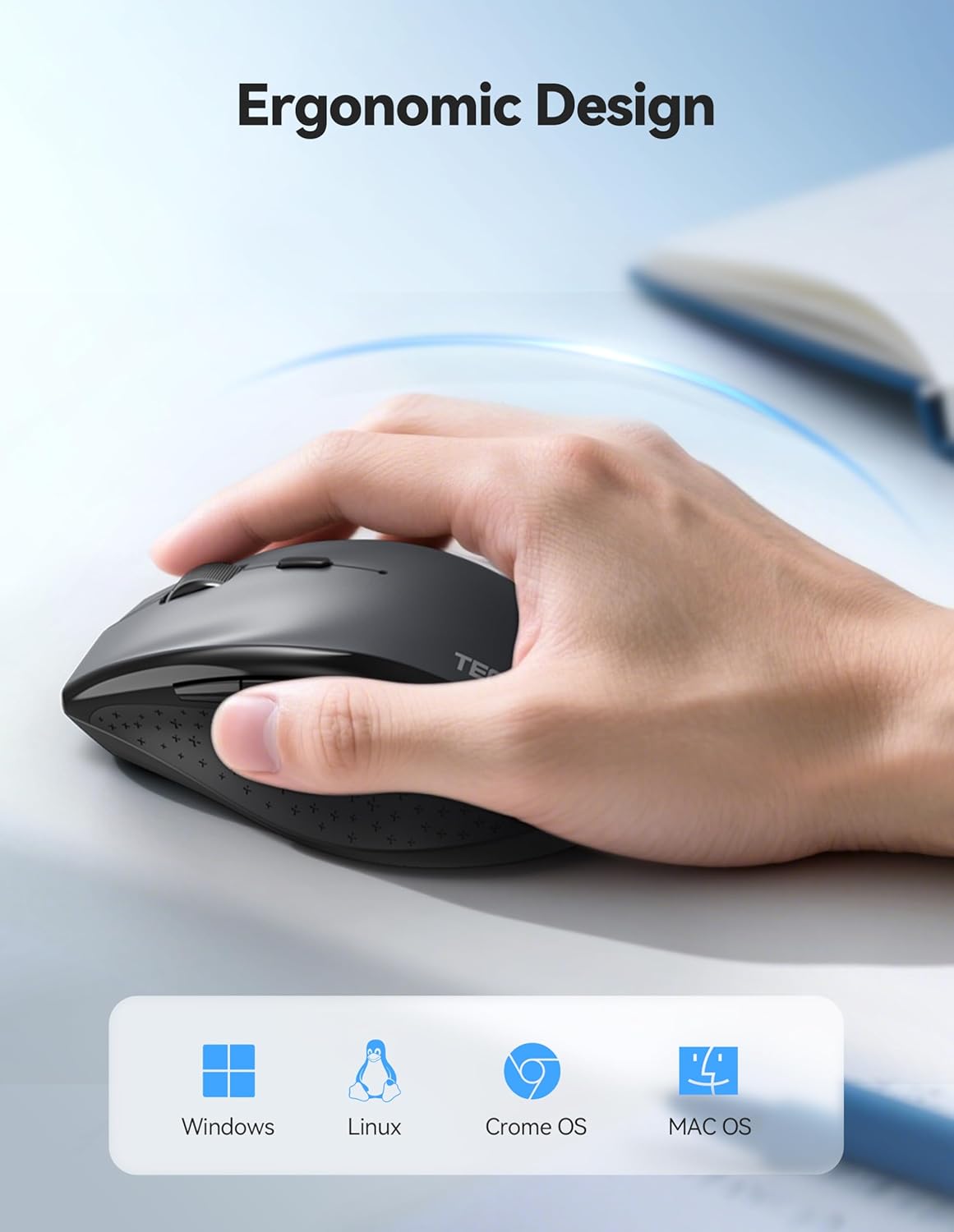 TECKNET Computer,2.4G Wireless,6 6400 Wireless Mouse Rechargeable,Mouse for Laptop USB Computer Mice Button DPI