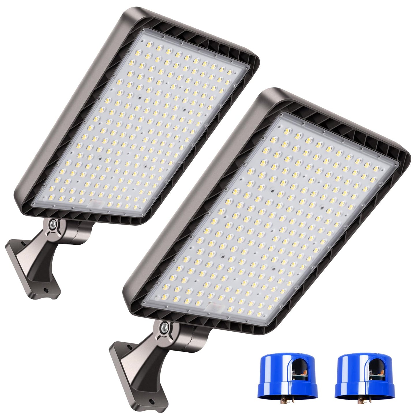 ledmo LED Parking Lot Lights,2 Pack 144000LM Total Professional 480W Super Bright Complete Large Area Lighting Kit,IP65 Waterproof Commercial Street Light with Dusk to Dawn Adjustable Wall Mount
