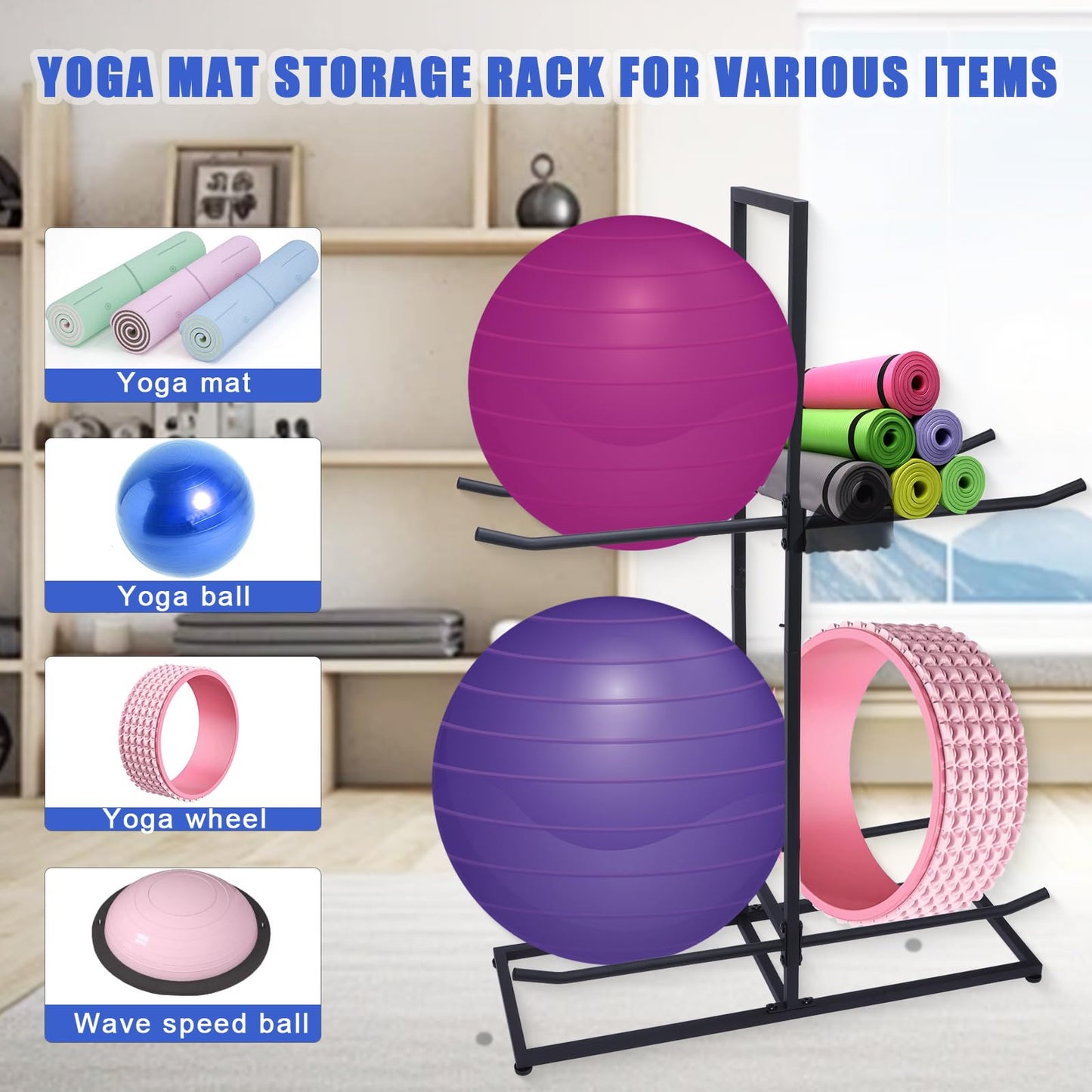 MEIPEIQIZHI Medicine Ball Rack, Stabilising Ball Rack, Yoga Ball Holder Exercise Ball Holder Equipment Storage Rack for ommercial Gym, Studios, Home Gyms