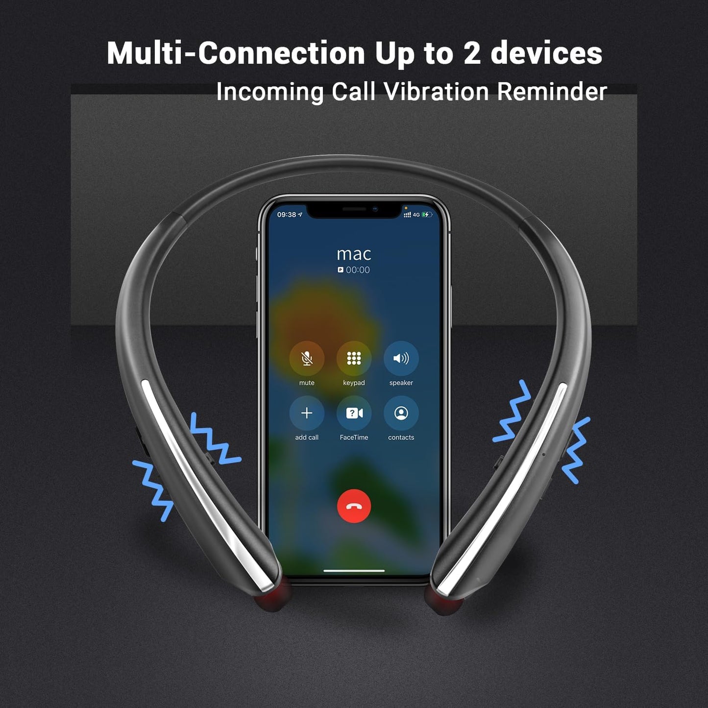 Gardway 5.4 Earbud,CVC8.0 16Hrs Headset Neckband Bluetooth Headphones, Bluetooth Wireless Headphone with Retractable
