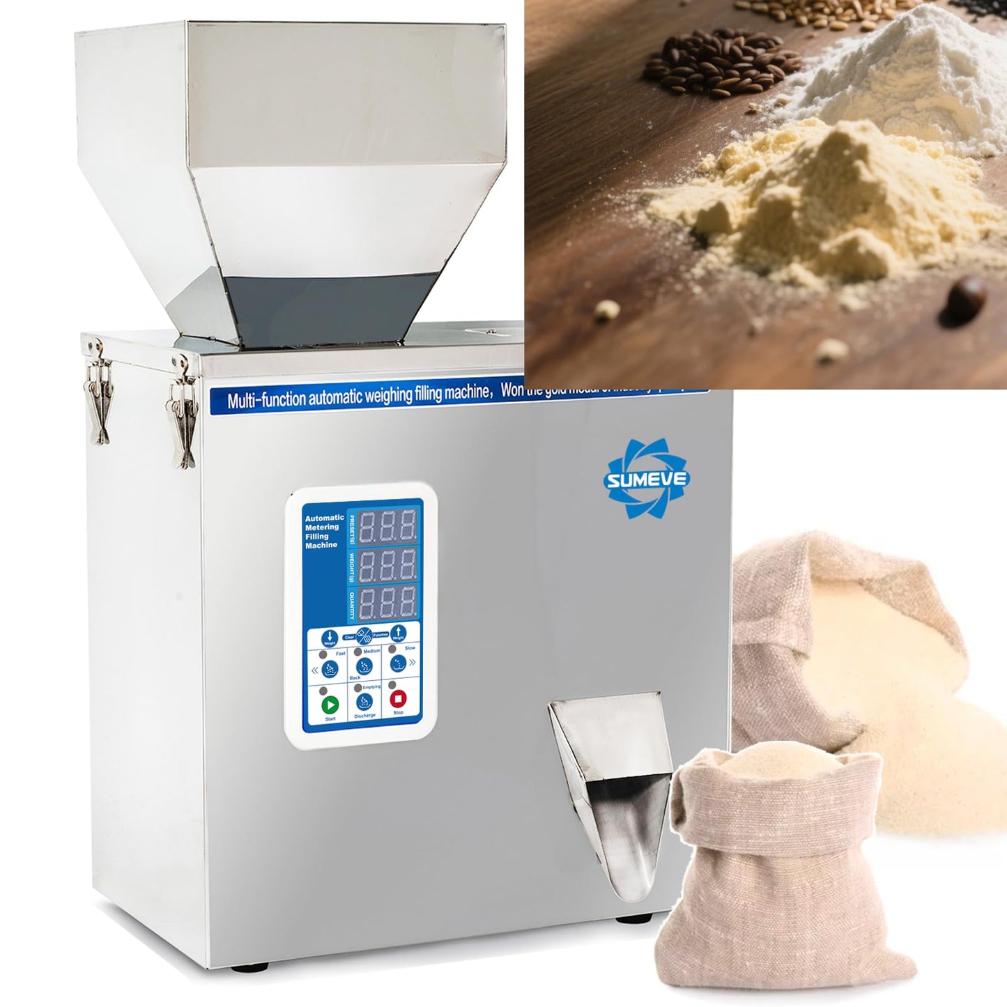 Sumeve Powder Filling Machine, Powder Dispenser For Dry Powder, Flour, Coffee Powder, Glitter 110v60hz 1-100G
