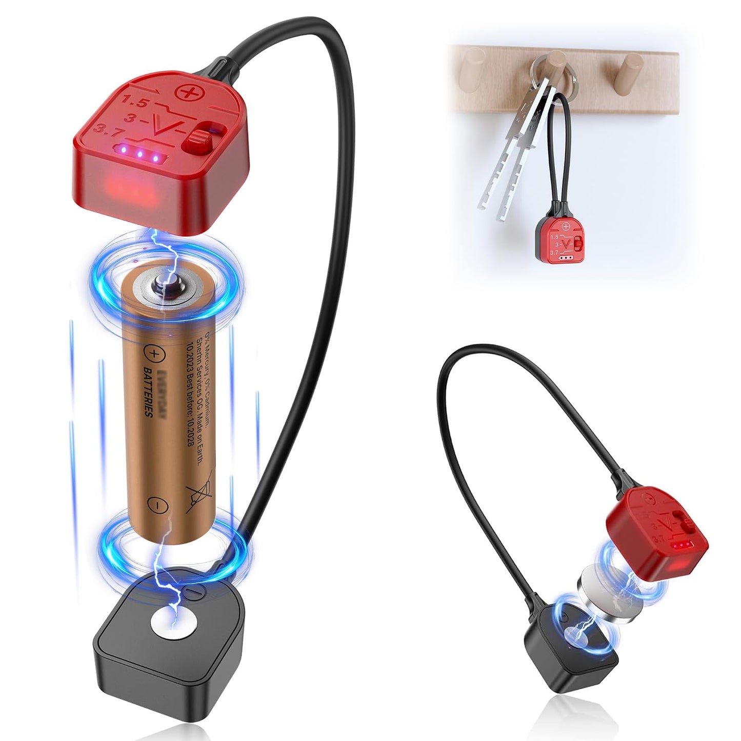 LR44 LR41 LR43 CR2032 CR2025 CR1632 CR2450 CR1616 18650 14500 16340 1.5V 3V 3.7V JJC Magnetic Battery Tester for AA AAA