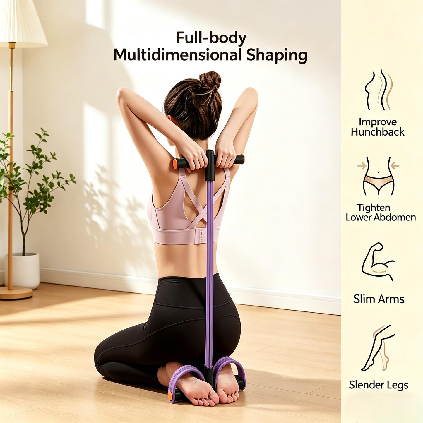 Upgraded Durable 6-Tube Pedal Resistance Strap with Handle, Natural Rubber Fitness Resistance Band, Multifunctional Exercise Band for Abdominal, Waist, Arm, and Leg Shaping Training