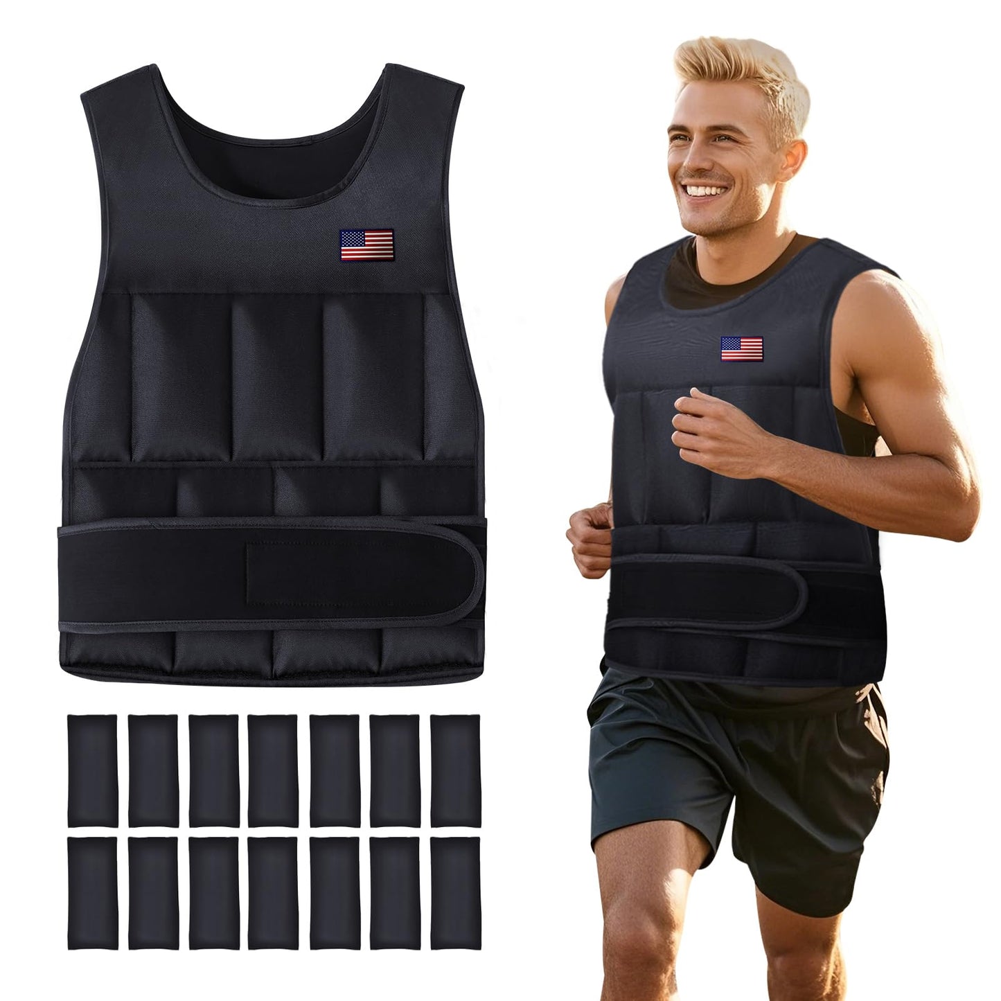 Wolliwa Adjustable Weighted Vest for Men Women,2-12 Lbs Adjustable Weighted Vest with Straps Womens Running Weight Vest for Walking Strength Training Fitness (Black, Adjustable 2-12 Lbs)