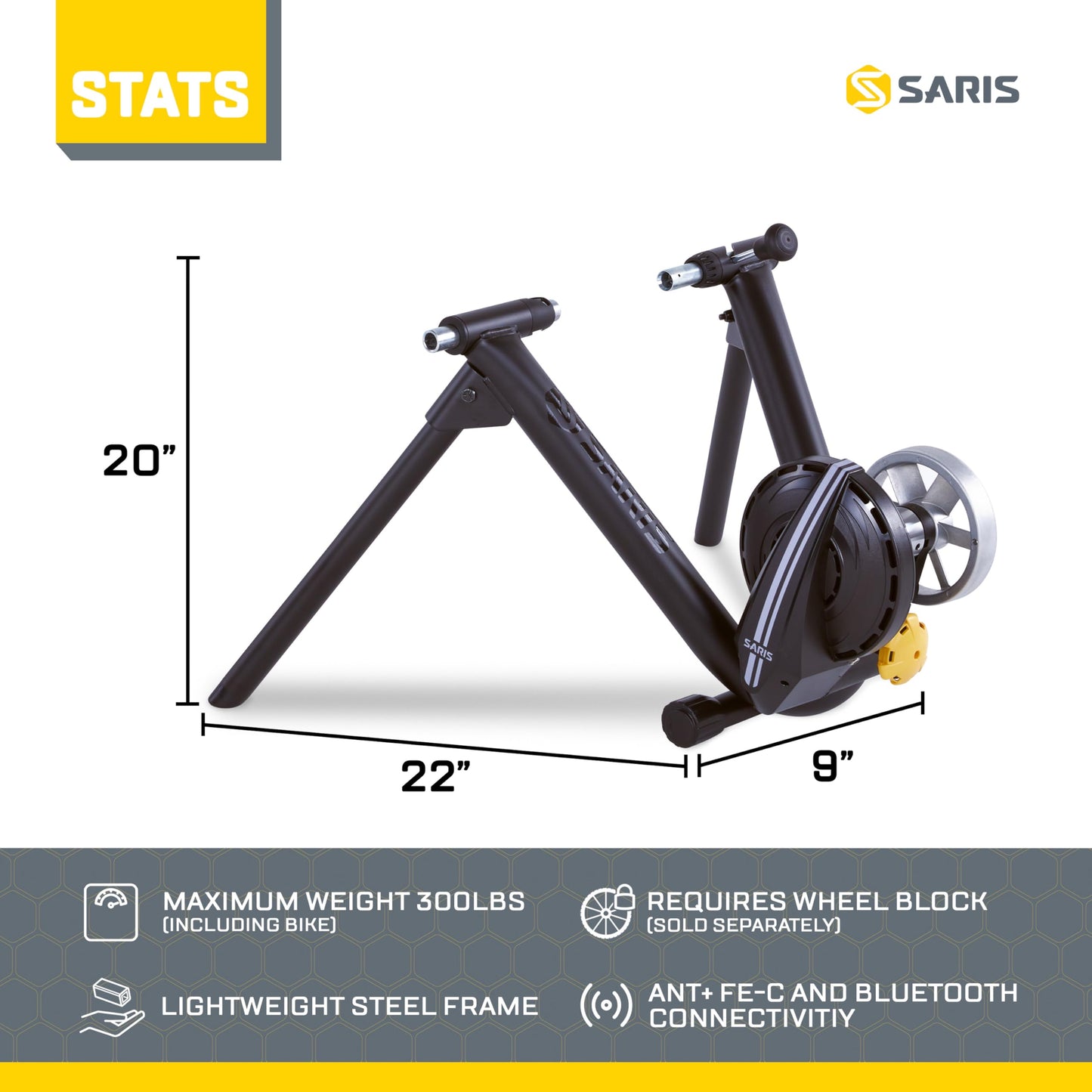 Saris M2 Smart Indoor Bike Trainer, Compatible with Zwift App, Black, Made in the USA