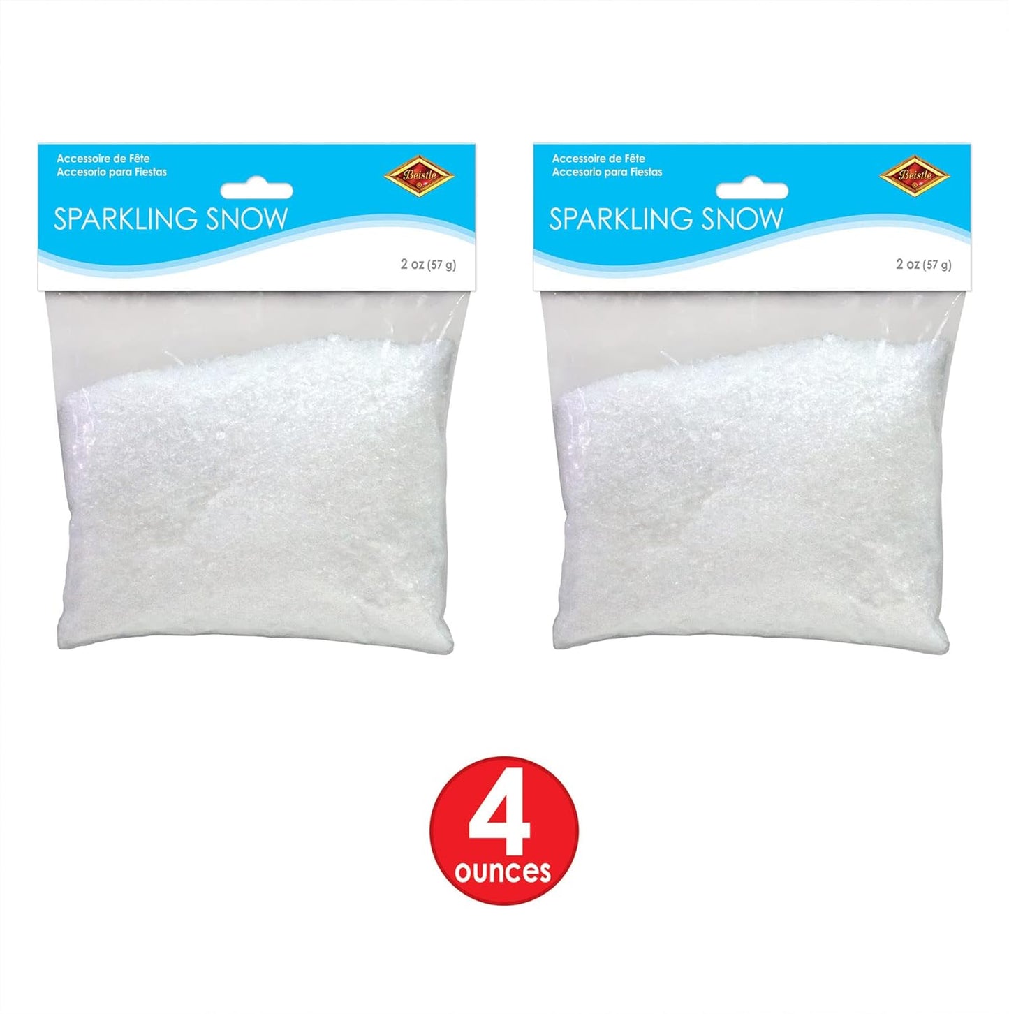 Beistle Sparkling Fake Snow - 4 Ounces of Artificial Winter Decoration for Crafts & Christmas Décor