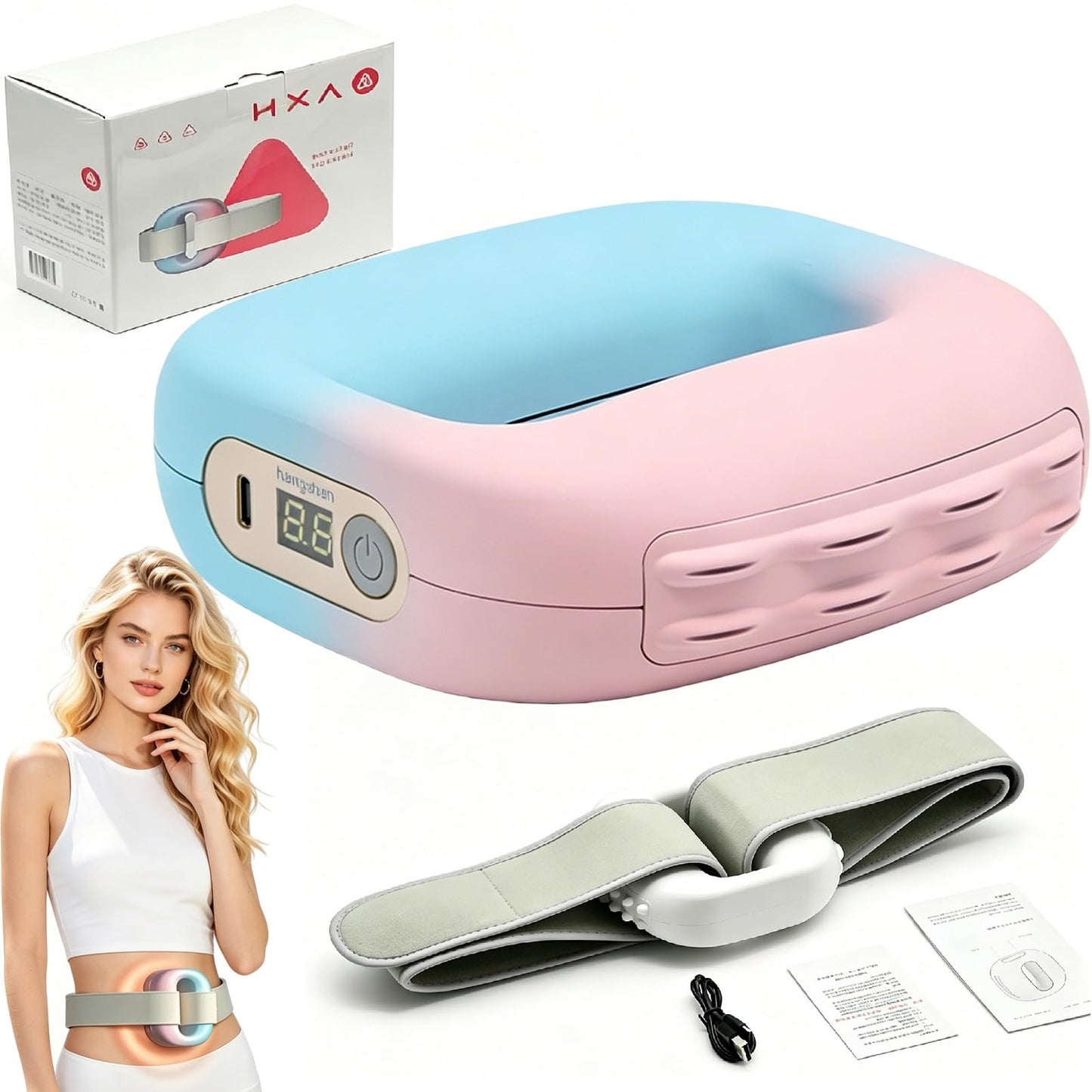 Electric Vibration Plate for Lymphatic Drainage, 8 Level Multifunctional Full-Body Fascia Ring with Belt, 1500mAh Rechargeable Deep Tissue Muscle Massager for Body Contouring & Recovery (Gradient)