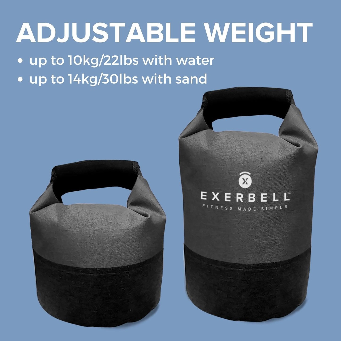 Exerbell Foldable Adjustable Kettlebell 4-30lbs – Portable Water Sandbag Functional Strength Tool – Soft Floor-Friendly Mobility Gear for Home Gym Travel – Leak-Resistant Load with Internal Scale