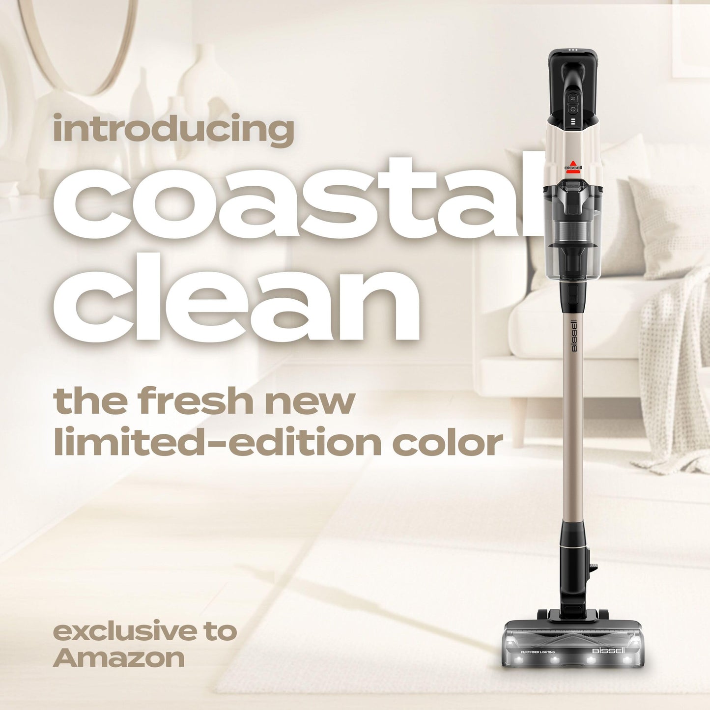 Bissell PowerClean FurGuard Self-Standing Cordless Vacuum w/Self-Cleaning Brush Roll, Wall Mount, Upholstery Tool & Bright Headlights, Amazon Exclusive Limited Edition Color, Coastal Clean, 4039A