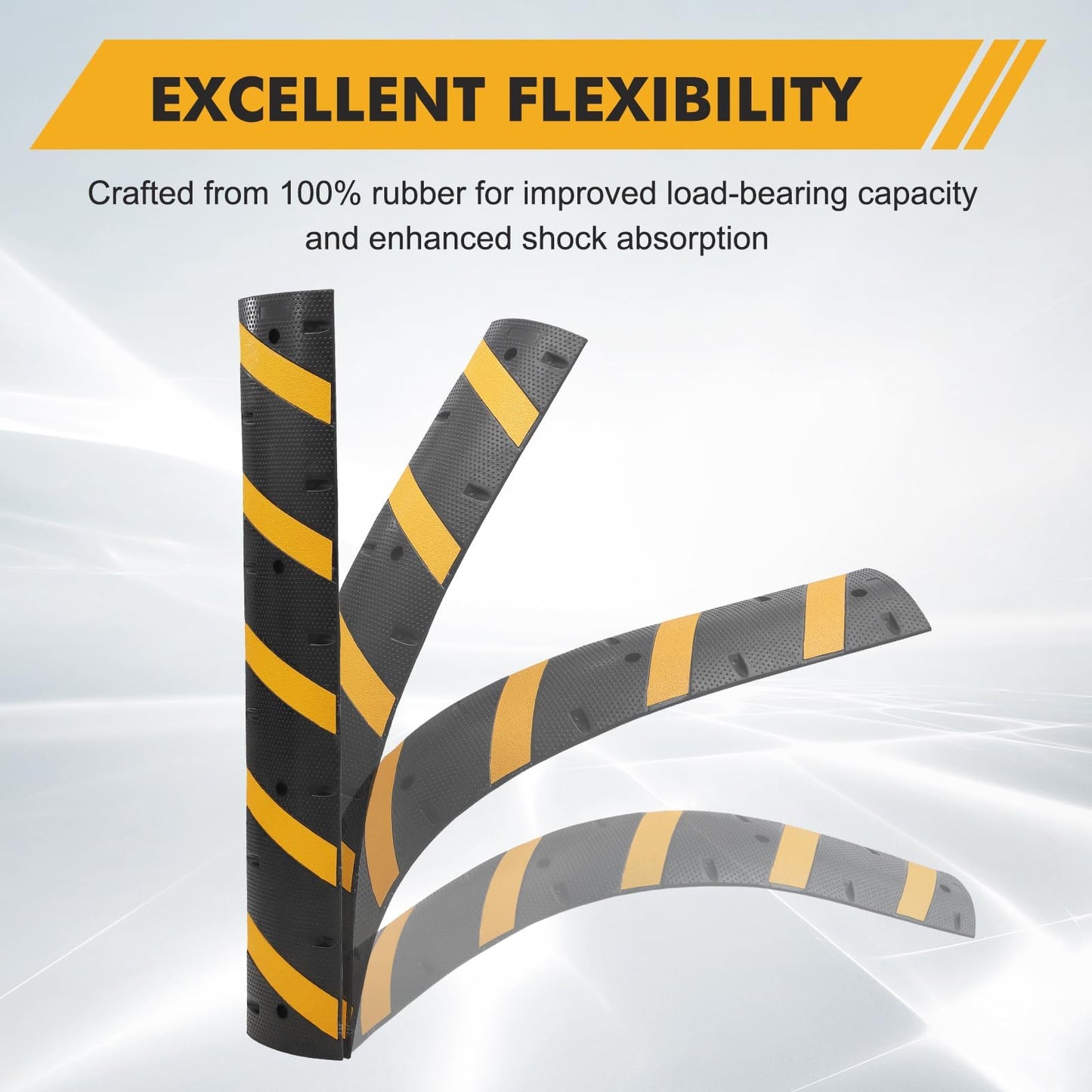 2-Pack 6FT Heavy Duty Speed Bumps – 25,000Lb Capacity Recycled Rubber Traffic Calming Humps for Parking Lots, Driveways & Garages – Weatherproof with Cable Protection Channels