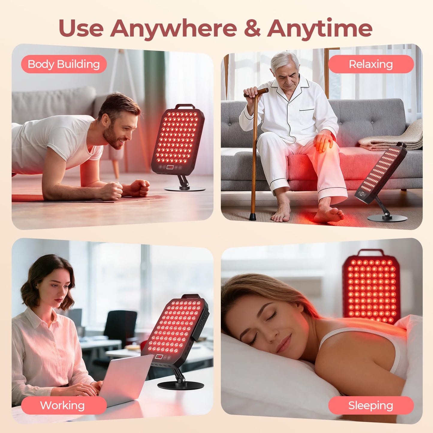 Red Light Therapy Panel for Face and Body, 78 LEDs Dual Chip 660nm Red Light & 850nm Near Infrared Light Device with Rotatable Stand and Magnetic Remote for Skin, Sleep, Athletic Performance