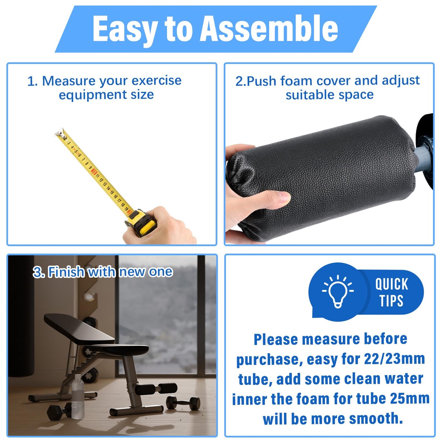 Hollowfly 4 Pcs Foam Foot Pads Foam Roller Pad Replacement for Weight Bench Inversion Table and Gym Exercise Equipments(8 x 3.5 x 0.8 Inches)
