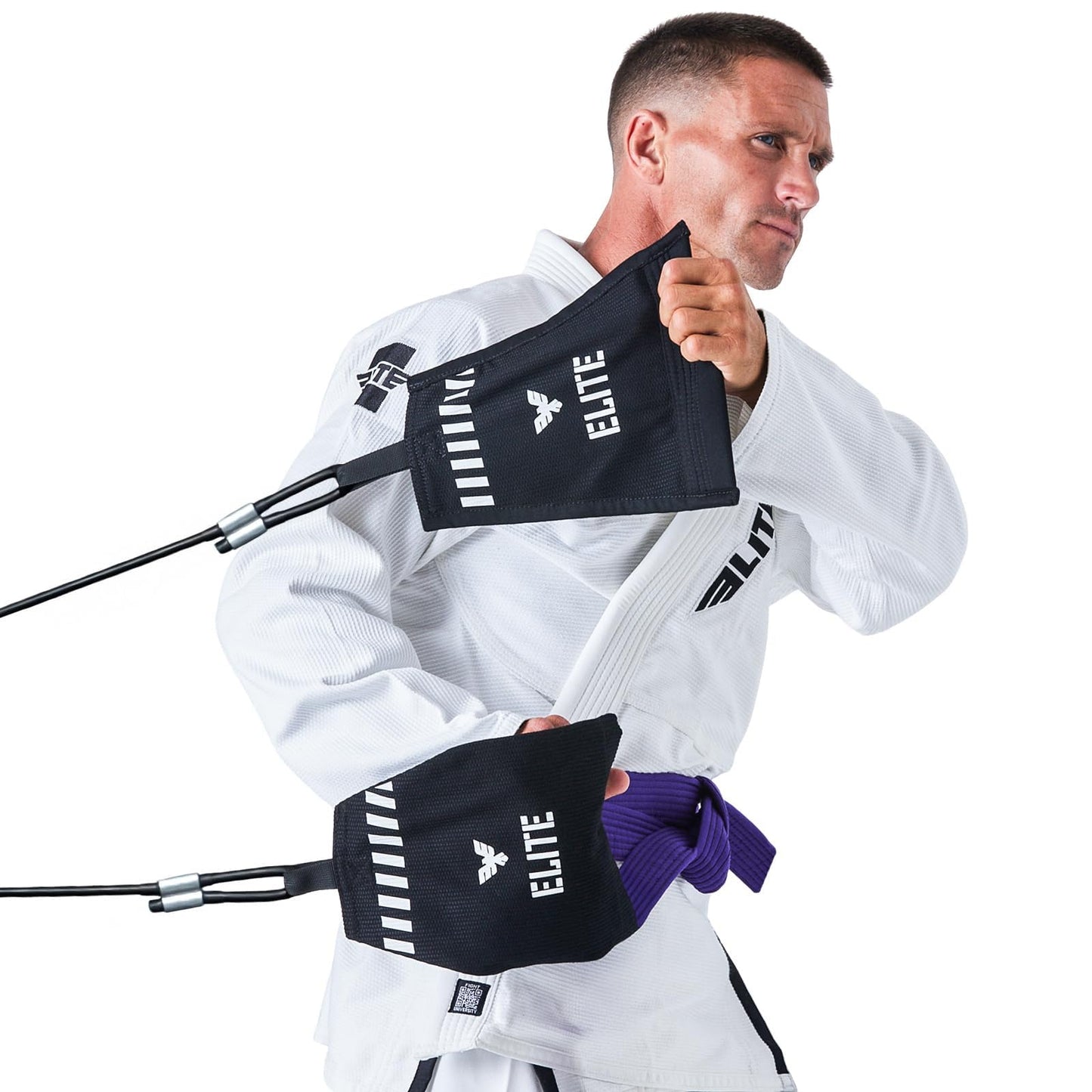 Elite Sports Jiu Jitsu Grip Trainer Simulate Gi - Resistance Band Grip Strength Trainer for BJJ MMA Judo & Grappling Training