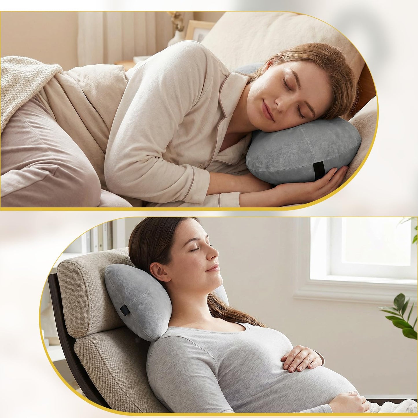 YBEATY 1Pc Neck Headrest Pillow for Recliner Armchairs, Bone Shaped Chair Head Cushion Plush Curve Cervical Roll Pillow with Adjustable Strap for Sleeping Neck Support Pain Relief Car Airplane Travel