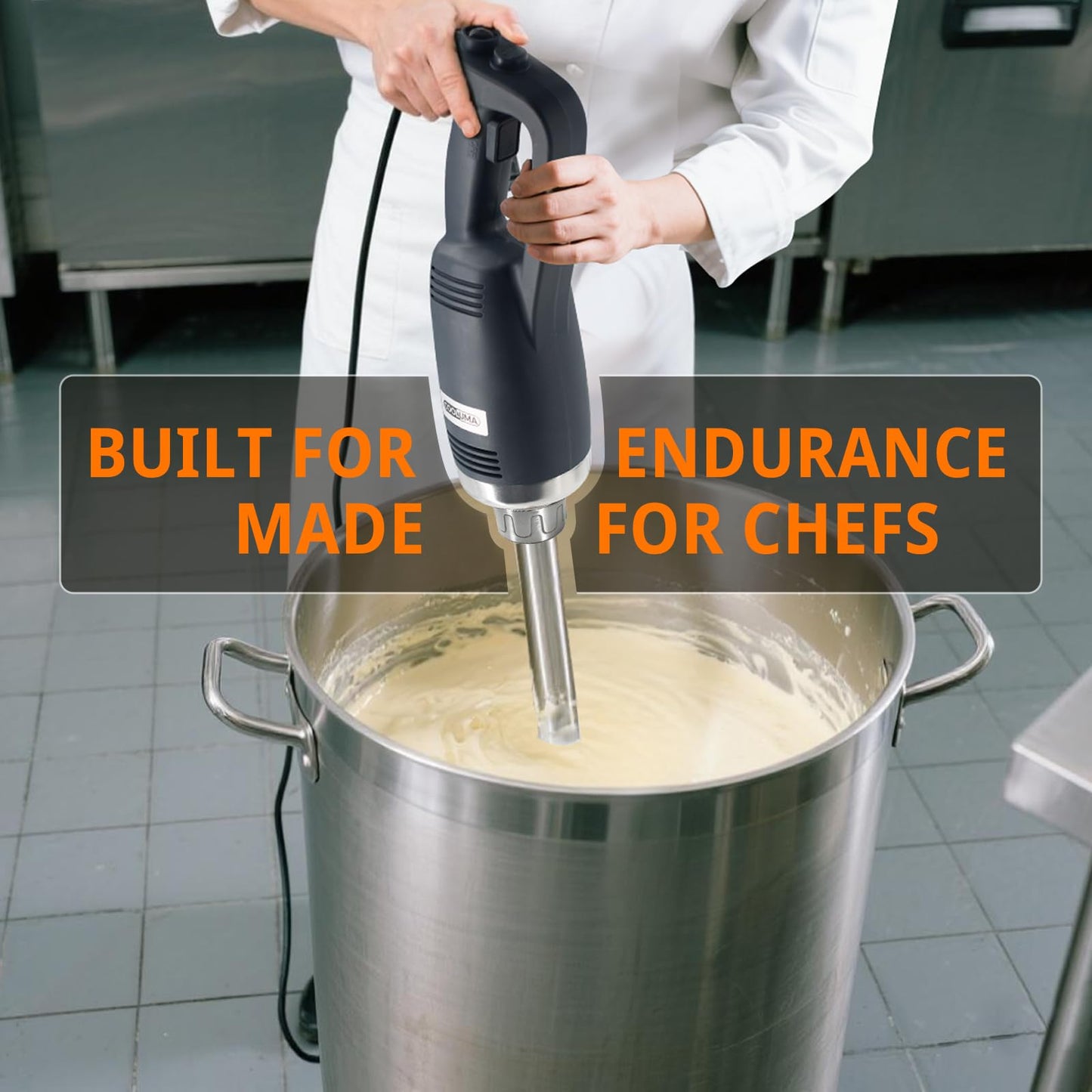 COOLUMA Immersion Blender Commercial, 14 Inch Removable Shaft, Heavy Durt 750 Watt, Variable Speed Motor, Professional Restaurant Grade Hand Mixer, Food-Grade Detachable 304 Blade & Shaft