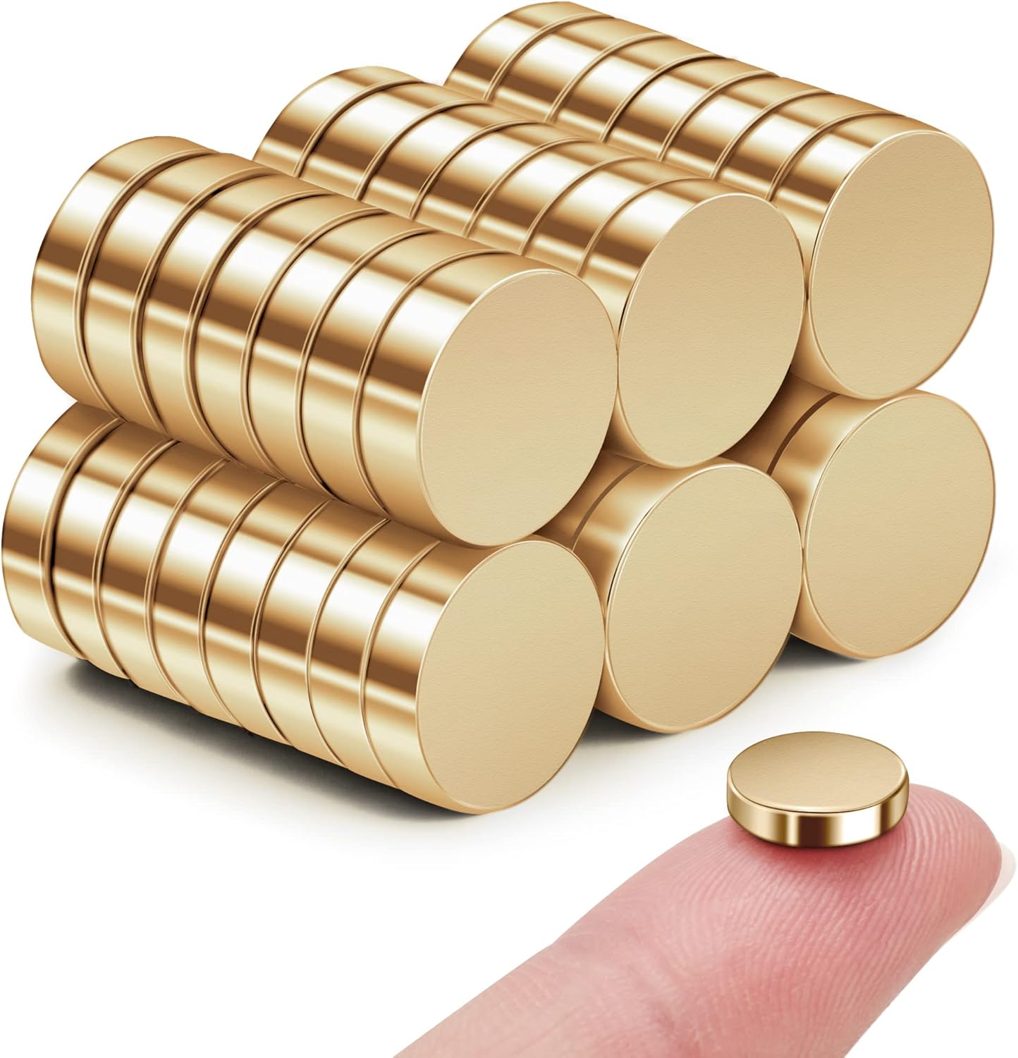 SMARTAKE 45 Pcs Neodymium Refrigerator Magnets - Small Round Office Magnets for Home & Kitchen (Gold)