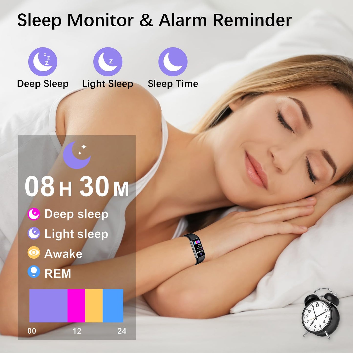 Smart Watch, Step Tracker Watch with 24/7 Heart Rate Monitor, Blood Oxygen, Sleep Monitor, Step Counter, Sports, IP68 Waterproof Fitness Watches for Men Women Compatible with Android & iPhone (Black)