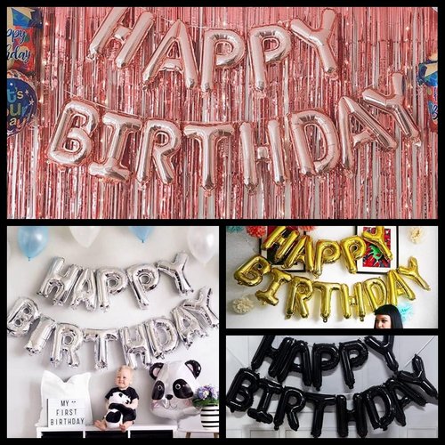 Happy Birthday Balloon Banner - 40-Inch Gold Foil Mylar Balloons for 18th Birthday Party Decorations