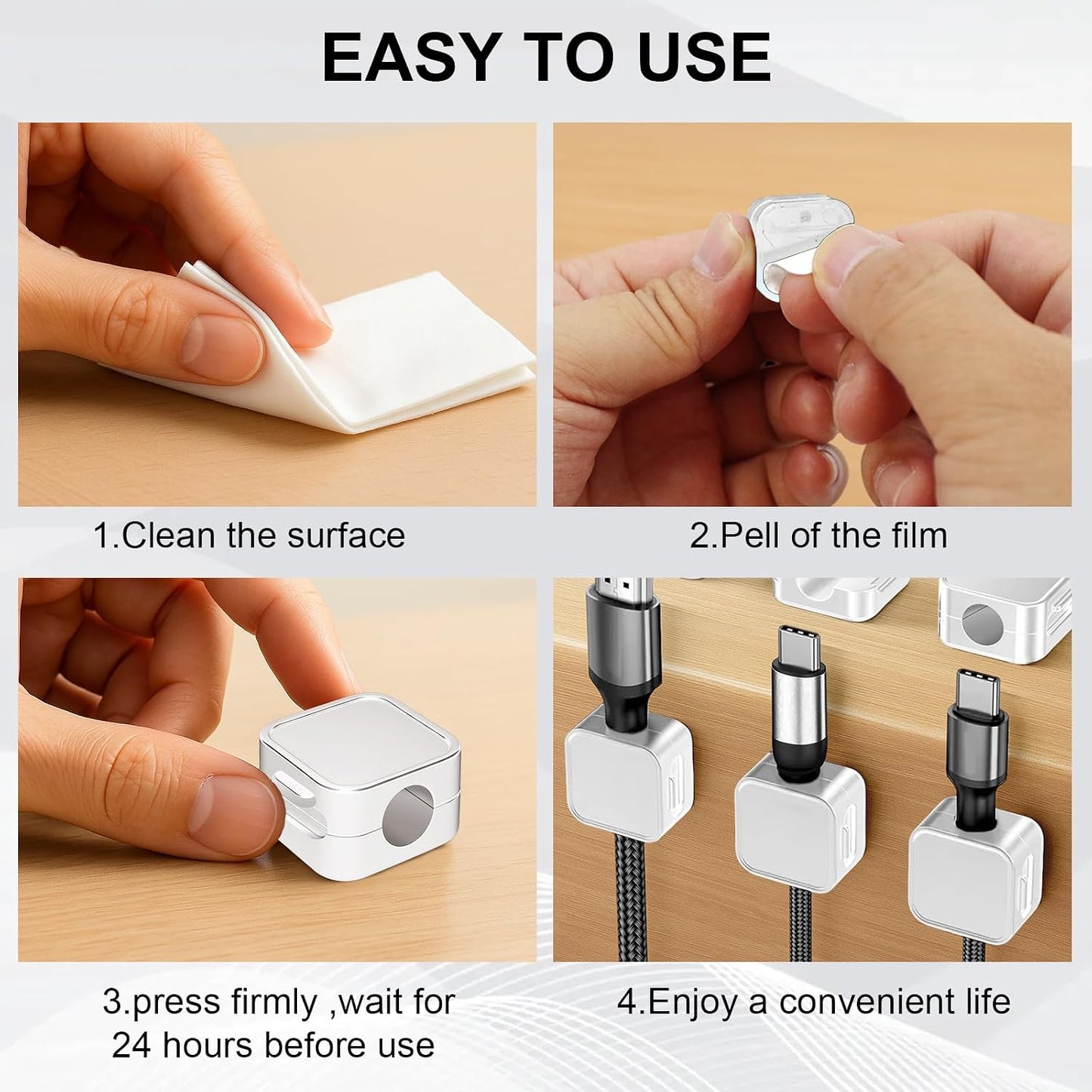 SDICSN 9 Pack [1S Magnetic Cable Clips Lock] Cord Organizer Spring Cable Holder Clips Cord Holder for Under Desk