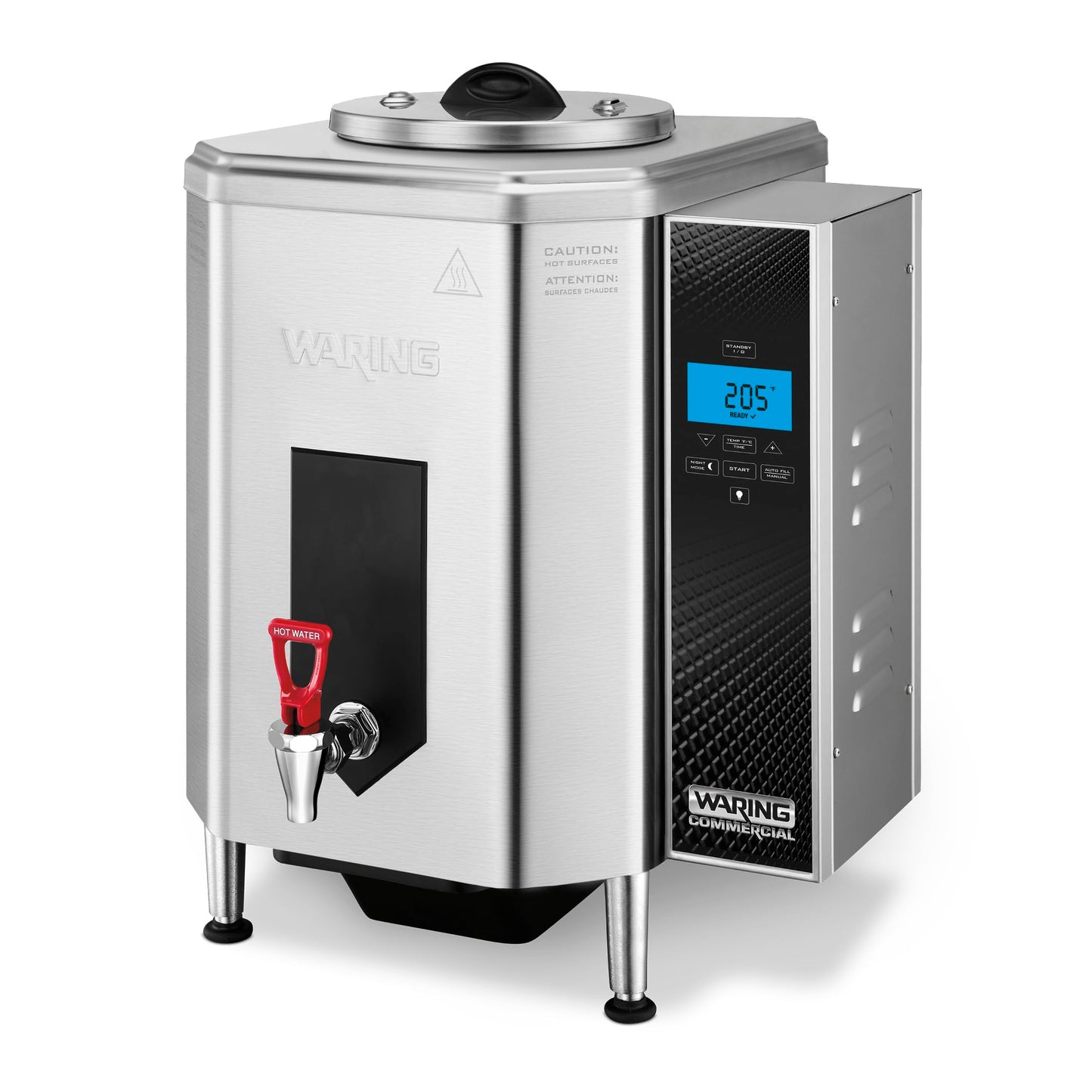 Waring Commercial Hot Water Dispenser, 10-Gallon Capacity, Digital LCD Controls, 150-205°F Temperature Range, Night Mode, for Restaurants & Catering Kitchens, 120V, WWB10G