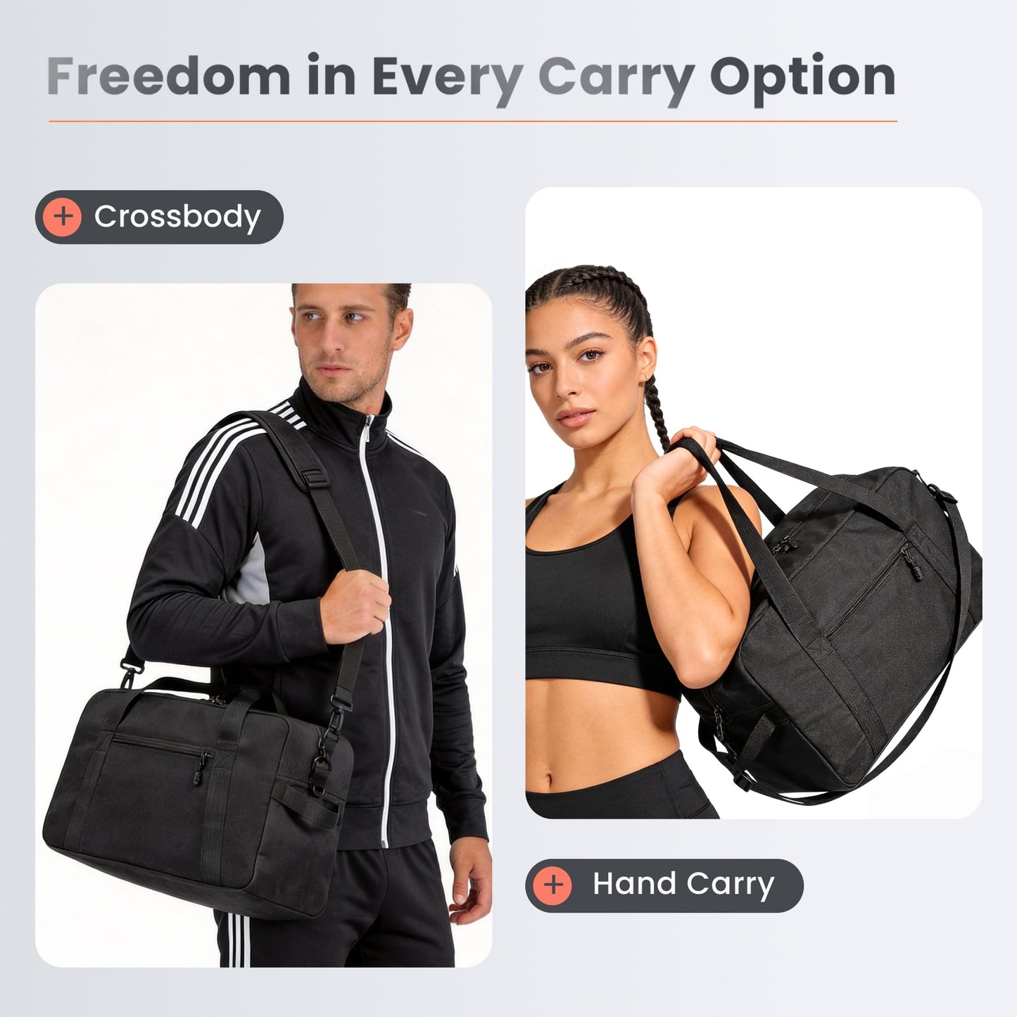 Nouatbog Small Gym Bag 14 Inch Duffel Bag for Women & Men,Waterproof Travel Sports Bags,Mini Gym Duffel with Bottle Holder,Foldable Lightweight Carry On Duffle-Black