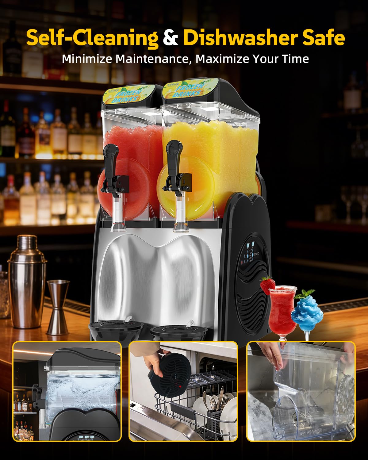 30L Slushie Machine, Double Tank Margarita Machine, 80 Grande Cups Frozen Drink Machine with Auto Clean, 110V/60Hz Frozen Drink Machine for Business, Mobile Bar, Party, Restaurant, 800W Fast Cooling