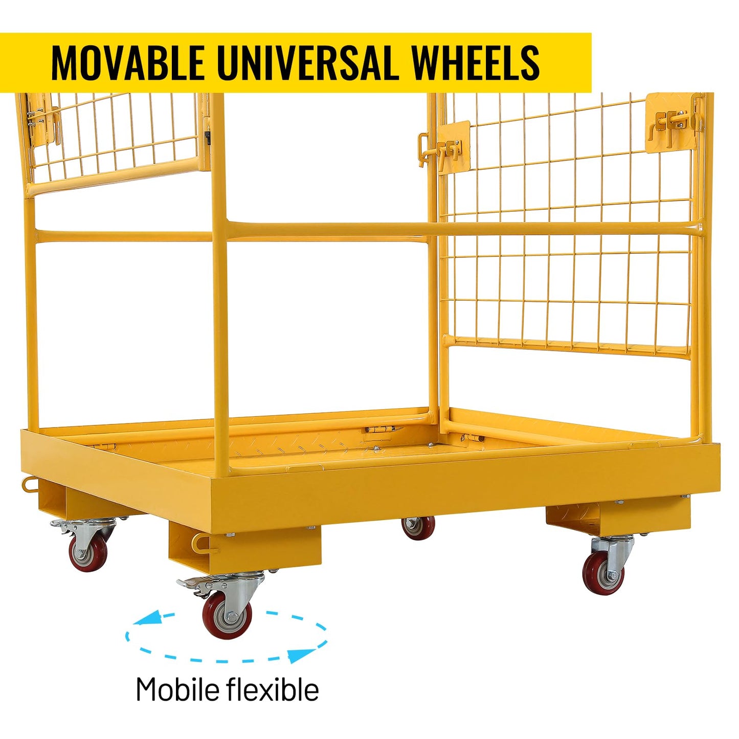 Migoda Forklift Safety Cage 36x36 Inches Heavy Duty Lift Basket with Wheels for Aerial Jobs, 1200LBS Capacity, Aerial Platform Collapsible - Perfect Forklift Work Platform