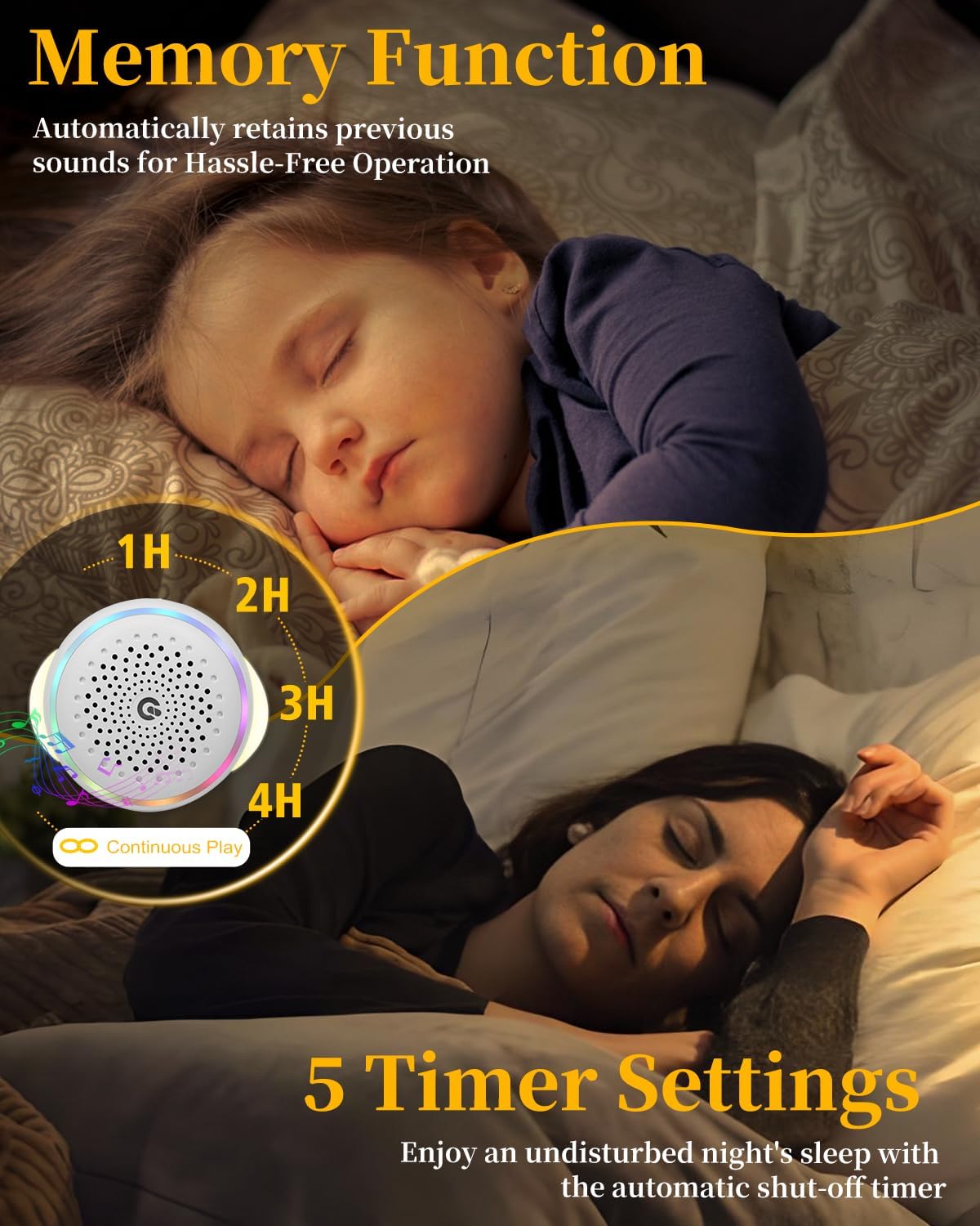 White Noise Sound Machine - 27 Soothing Sounds with Timer & Memory Function | Portable for Home, Office & Travel