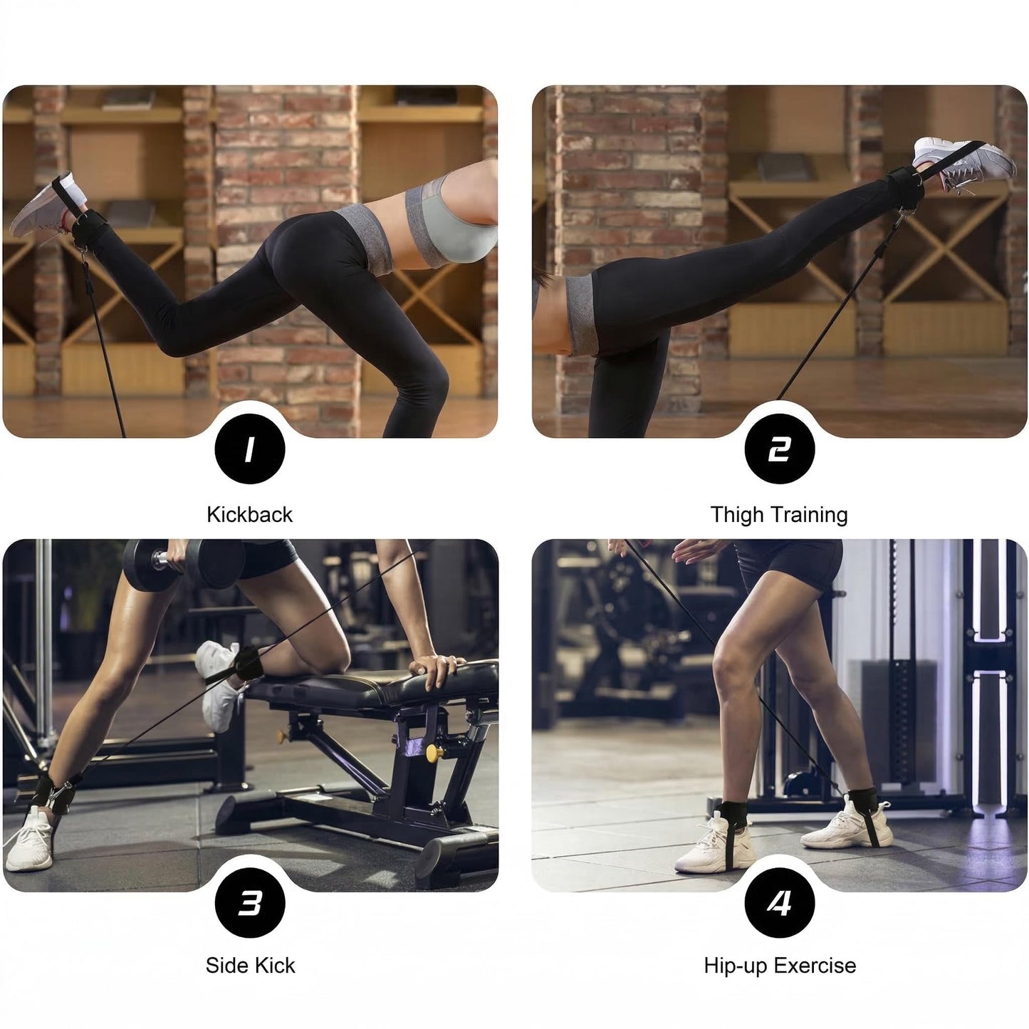 CozyBits Ankle Straps for Cable Machine with Foot Loop, Non-Slip Gym Ankle Cuffs for Glute Kickbacks, Leg Extensions, Curls & Hip Abductors, Adjustable Padded Kickback Straps for Women & Men(1pair)