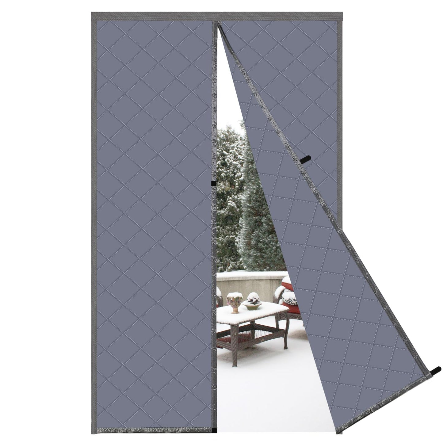 Risareyi Magnetic Thermal Insulated Door Curtain 36x96inch, Grey Oxford Filling with Thicker Polyester, Patio Door Insulation for Winter Cold Protection, Doorway Cover