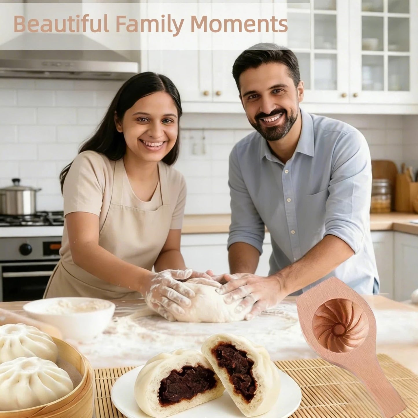Bnrkmeb Wooden Bao Bun Maker,Baozi Maker Machine,Wooden Steam Bun Mold,This Kitchen Appliances And Gadgets Is the Best Gift for Asian Food Enthusiasts And Dumpling Maker (Steamed Bun A)