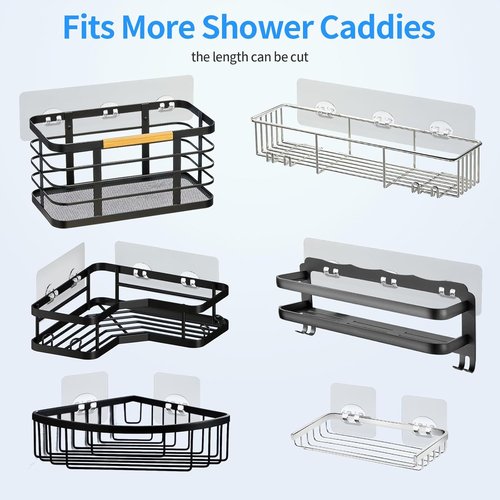 Elegant Shower Caddy - 6 PCS Strong Waterproof Adhesive Hooks & Strips for Bathroom Storage