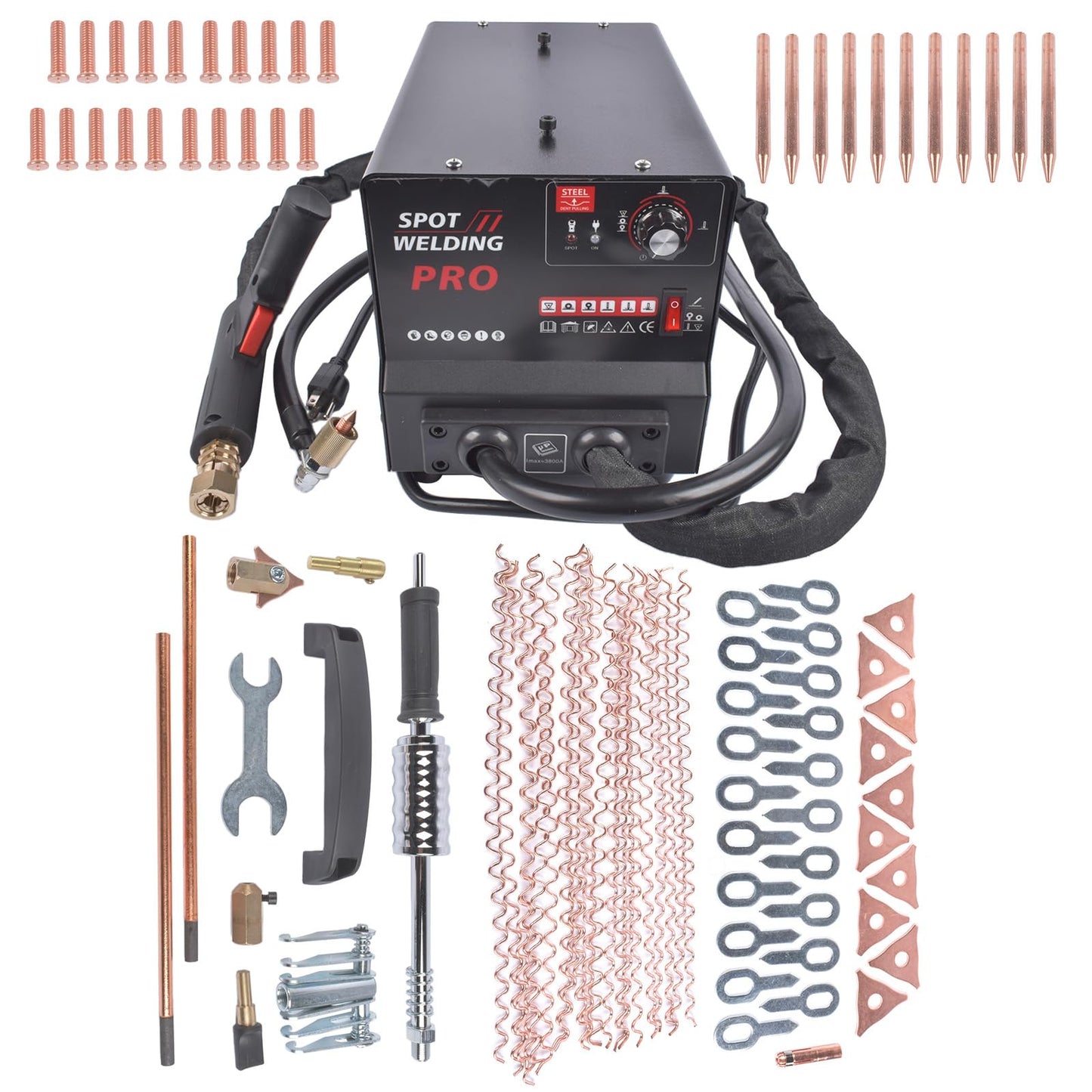 Mixizap Stud Welder Dent Repair Kit, 110V 3500W Spot Welder Dent Puller Machine, Auto Body Dent Removal Tool with 6 Welding Modes, Auto & Manual Dual Mode for Car Dent Repair