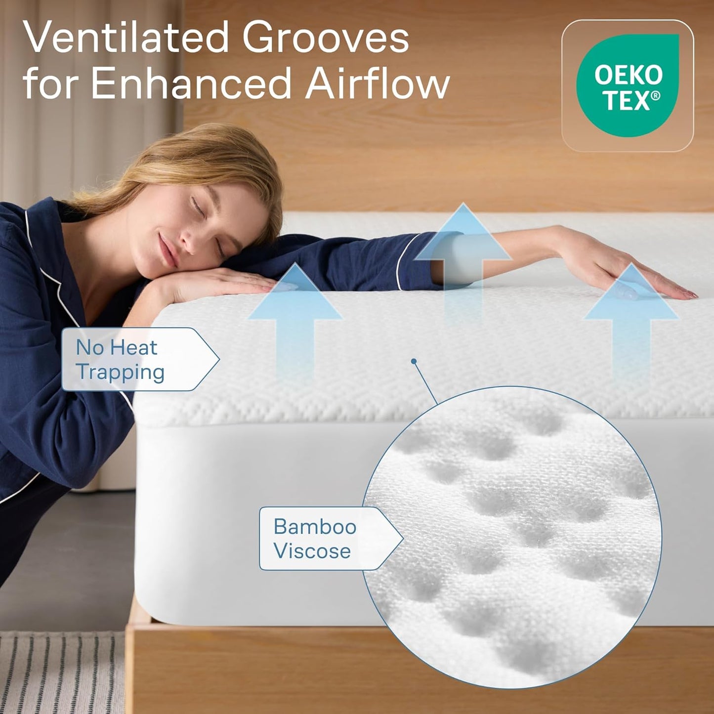 100% Waterproof Mattress Protector by [Brand Name] - Full Size, Noiseless & Cooling Bamboo Viscose for Ultimate Spill & Stain Defense (White)