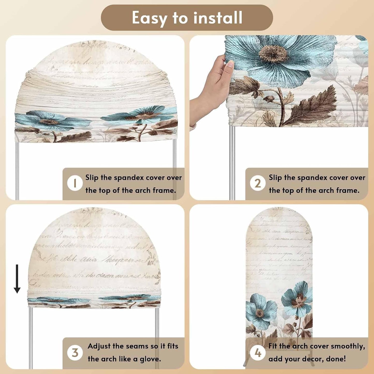 Duskova Living 4 Rustic Blue Arch Backdrop Cover FT, Broccoli Flower Leaf Farmhouse Vintage Brown Wedding Arch Cover