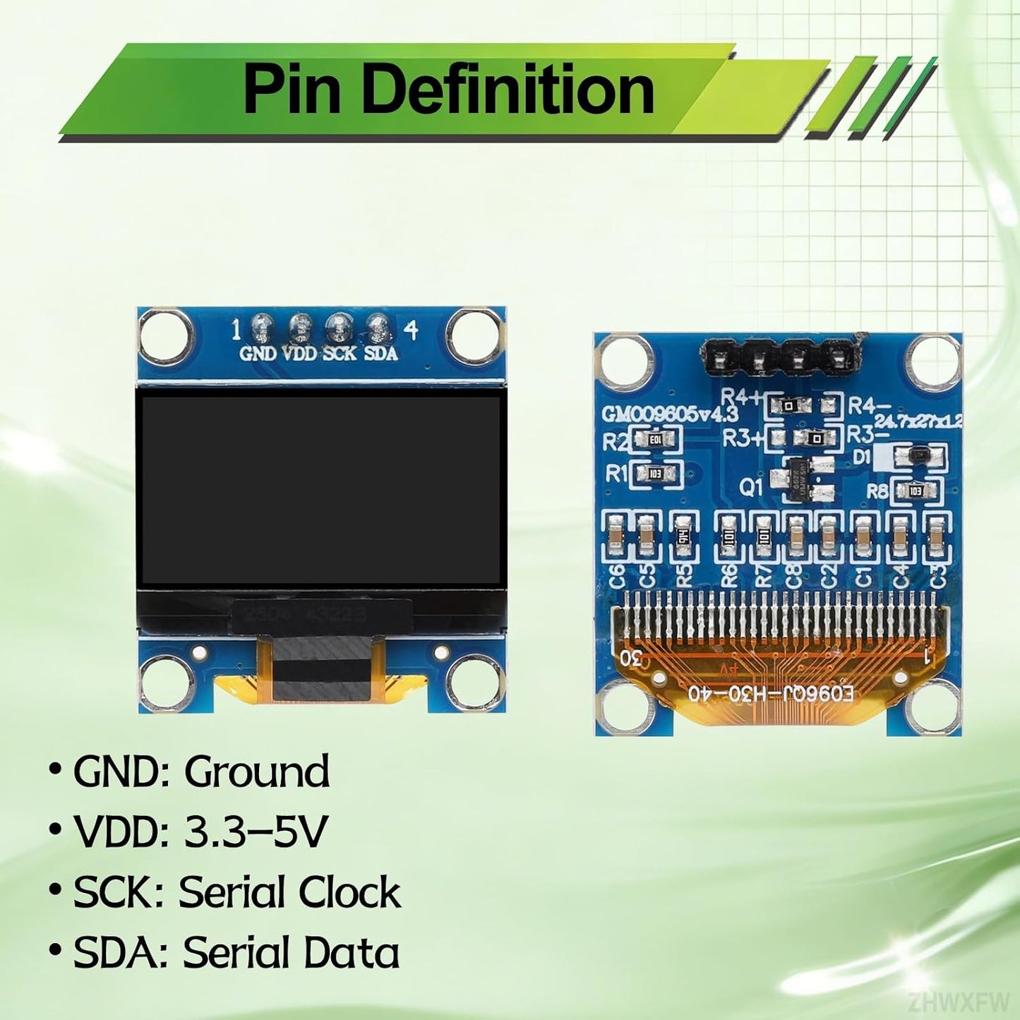 ZHWXFW 3 0.96 Inch 128X64 I2C 4 Pcs OLED Display Module Self-Luminous Mini Screen Board Pin Font Color Blue for Arduino