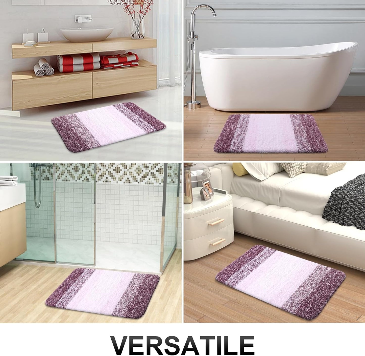 OLANLY Bath Rugs Mat - Extra Soft Microfiber, Quick Dry & Machine Washable | 34x21 Inches, Mauve