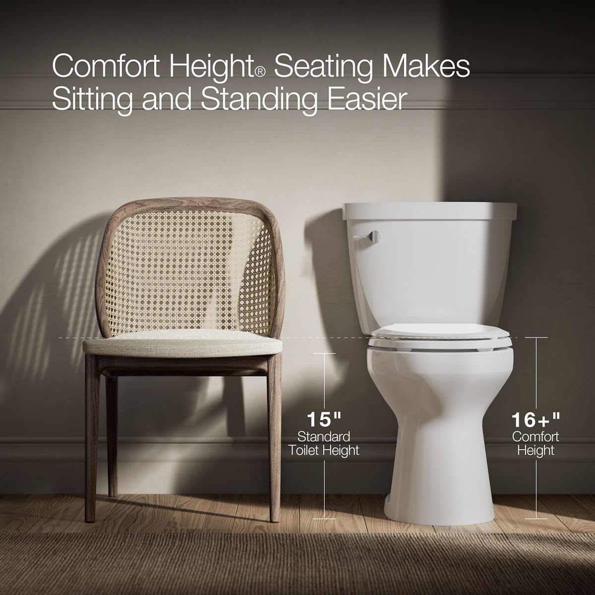 Kohler K-5481-0 Highline Comfort Height Two-Piece Round-Front 1.28 gpf Toilet with Class Five Flush Technology and Left-Hand Trip Lever White