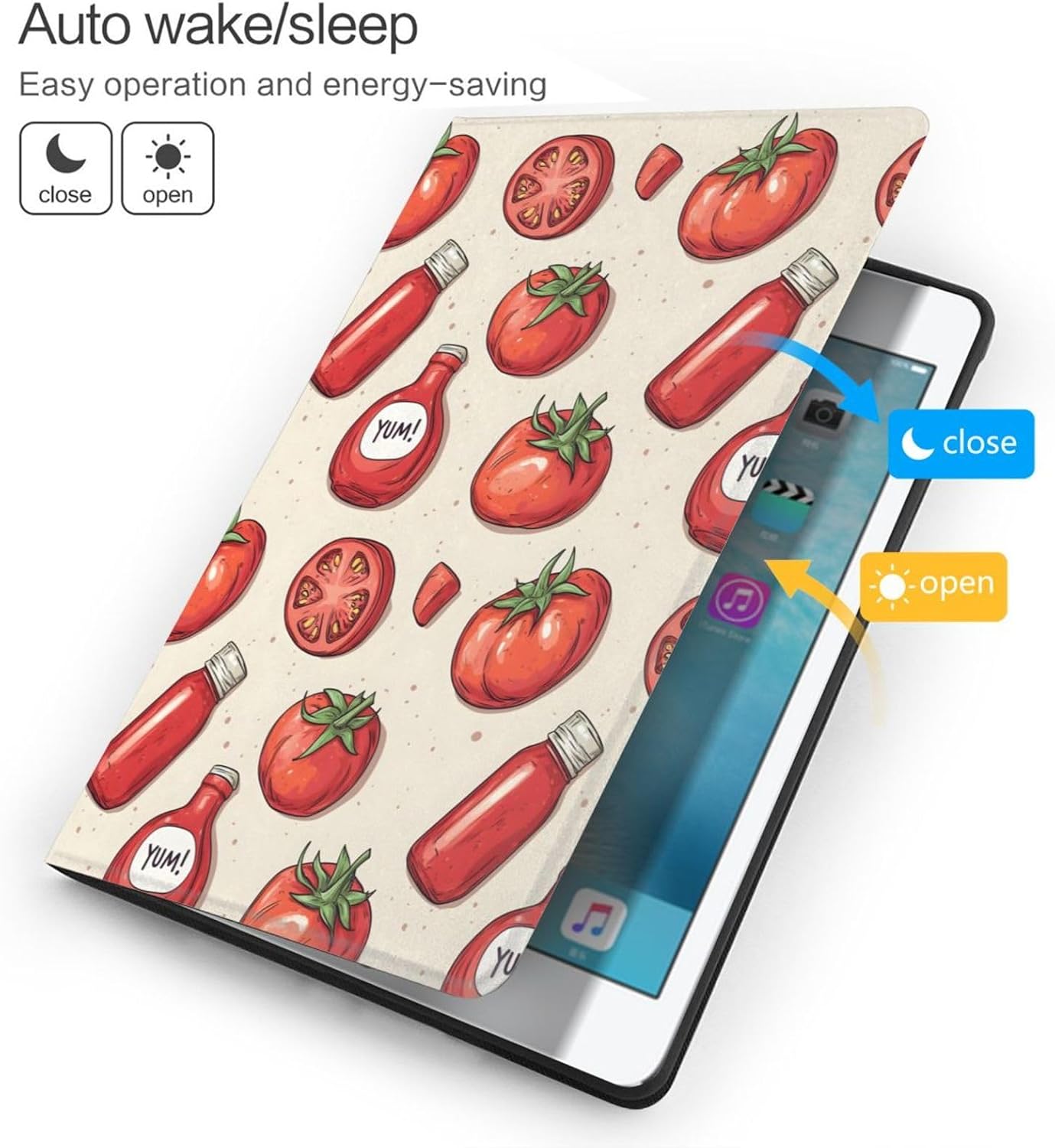DXITROMI 9th/8th/7th 10.2 Compatible with iPad Generation Case - Tomato Ketchup Red Print Compatible with iPad Case
