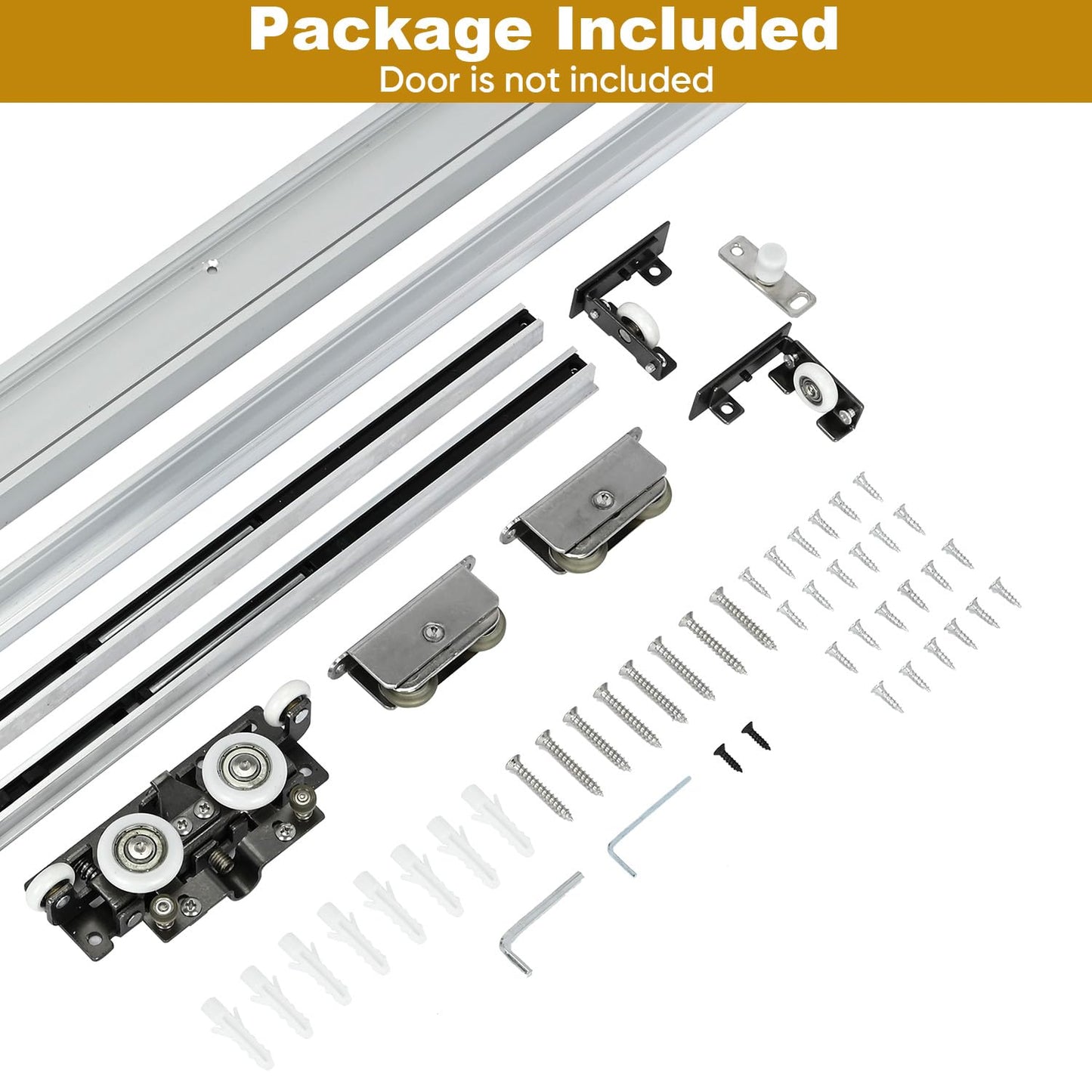 Concealed Sliding Barn Door Hardware Kit,48" Heavy Duty Sliding Door Hardware and Track Kit, Quiet Barn Door Track System, Hidden Barn Door Hardware Kit for Interior Doors