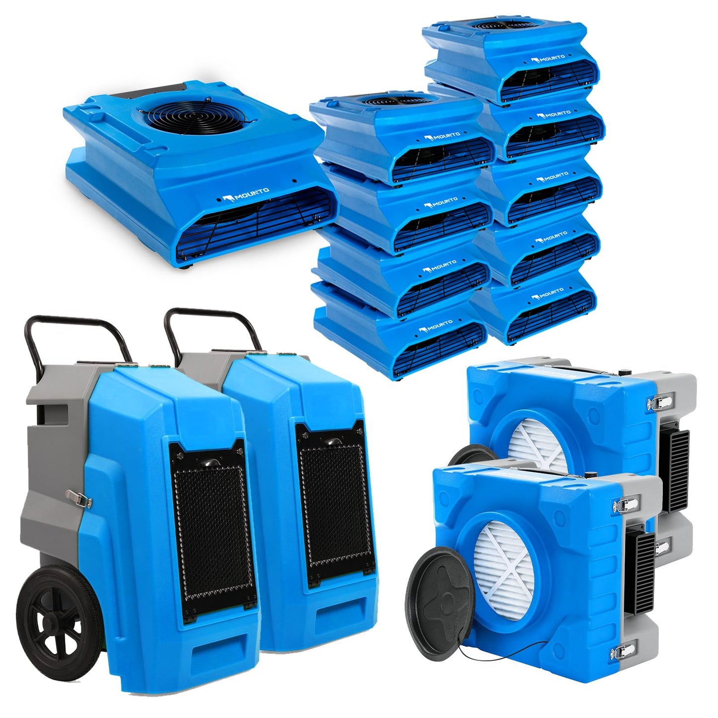 MOUNTO Water Damage Restoration Combo Package Deals (10xAir Mover, 2x Air Scrubber, 2x LGR Dehumidifiers)