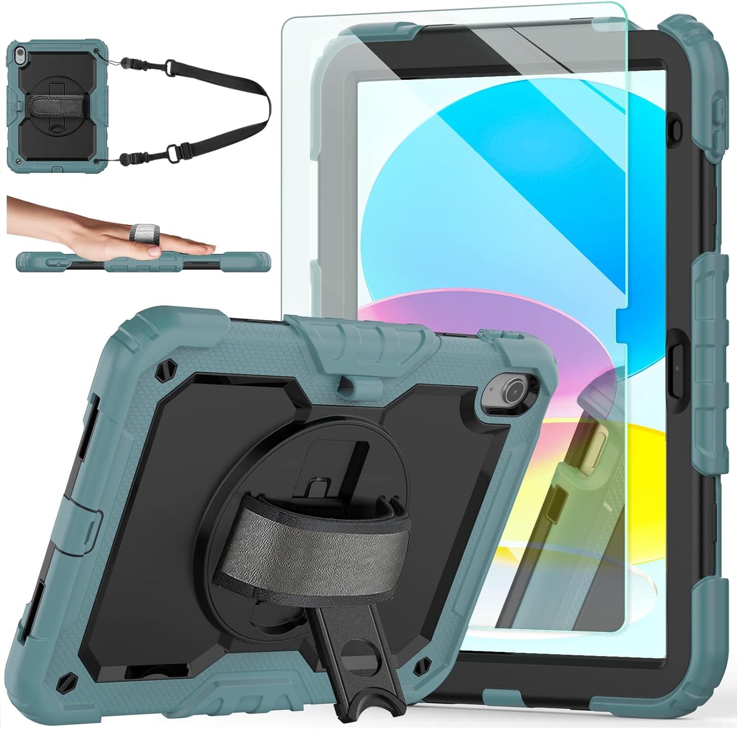 Ambison (A16) 11th/10th 11''/10.9'' 2025/2022, 9H 360 Case for iPad Generation [Kid Proof] Full Body Protective Case